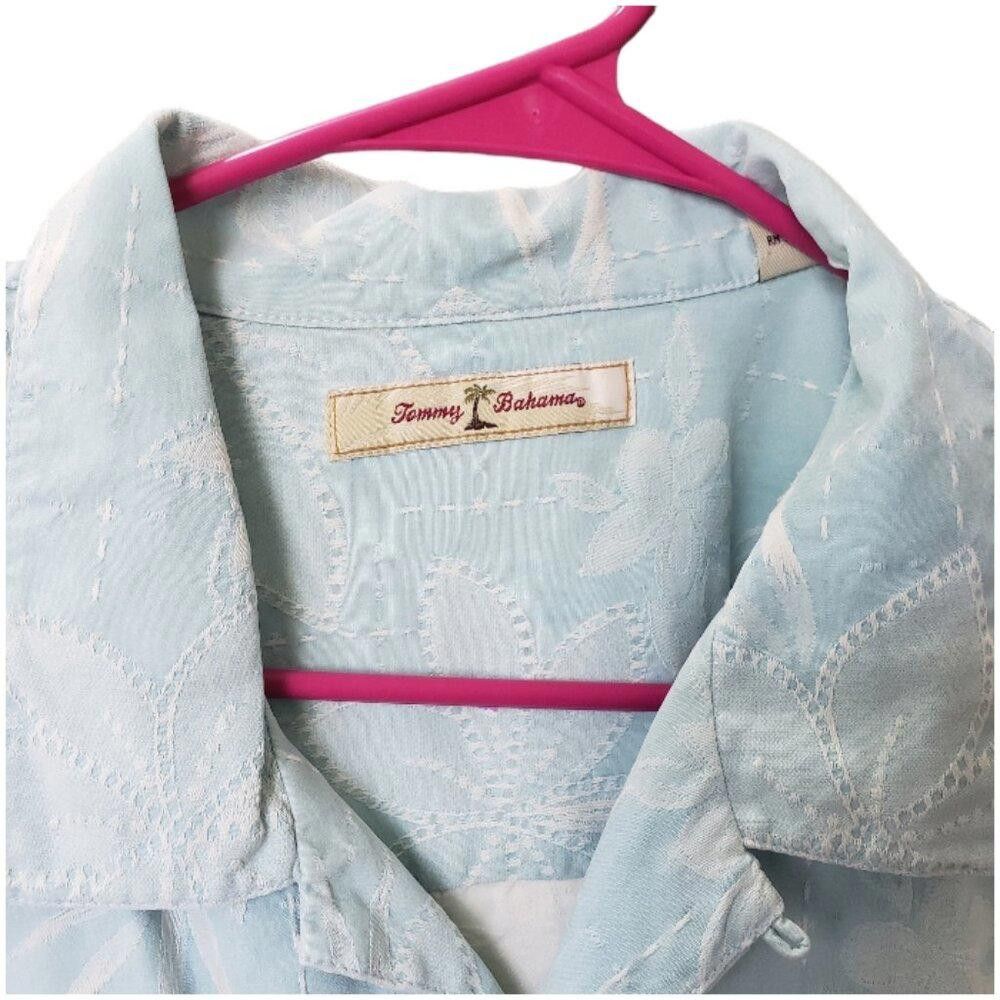 Tommy Bahama CT1533 Tommy Bahama Silk Aqua & White Tropical Shirt XXL Size US XXL / EU 58 / 5 - 2 Thumbnail
