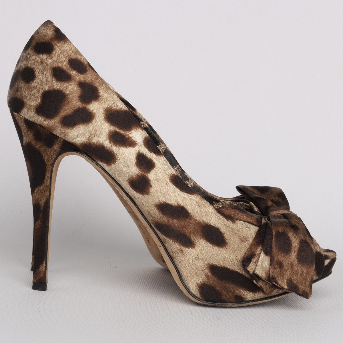 Dolce & Gabbana Dolce Gabbana Satin Leopard Print Heel Peep Toe Shoes Size US 9 / IT 39 - 8 Thumbnail