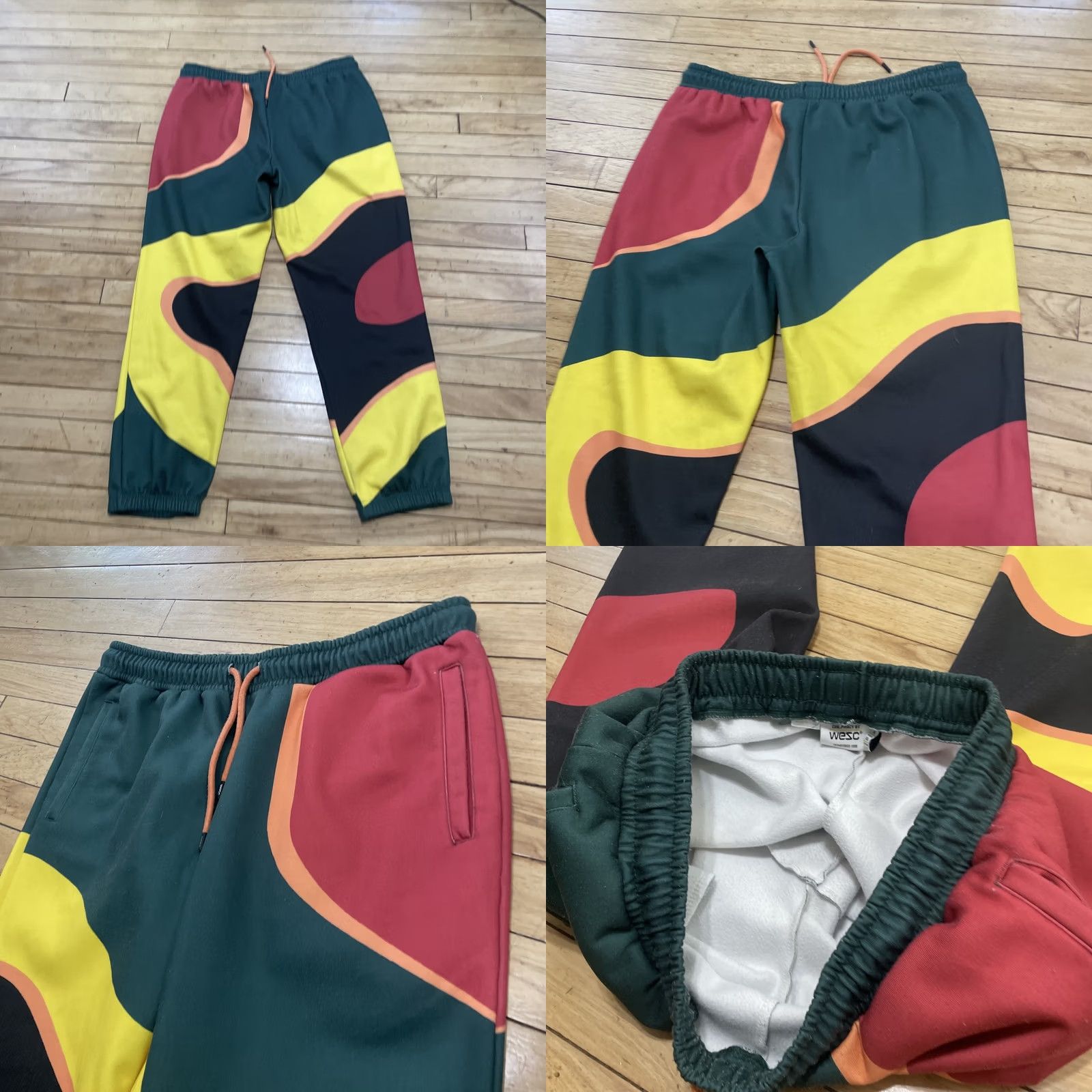 WeSC VINTAGE WeSC Geometric Topographic Print Sweat Pants Men 2XL Jogger Red Green 29 in Inseam Pockets Size US 39 - 11 Thumbnail