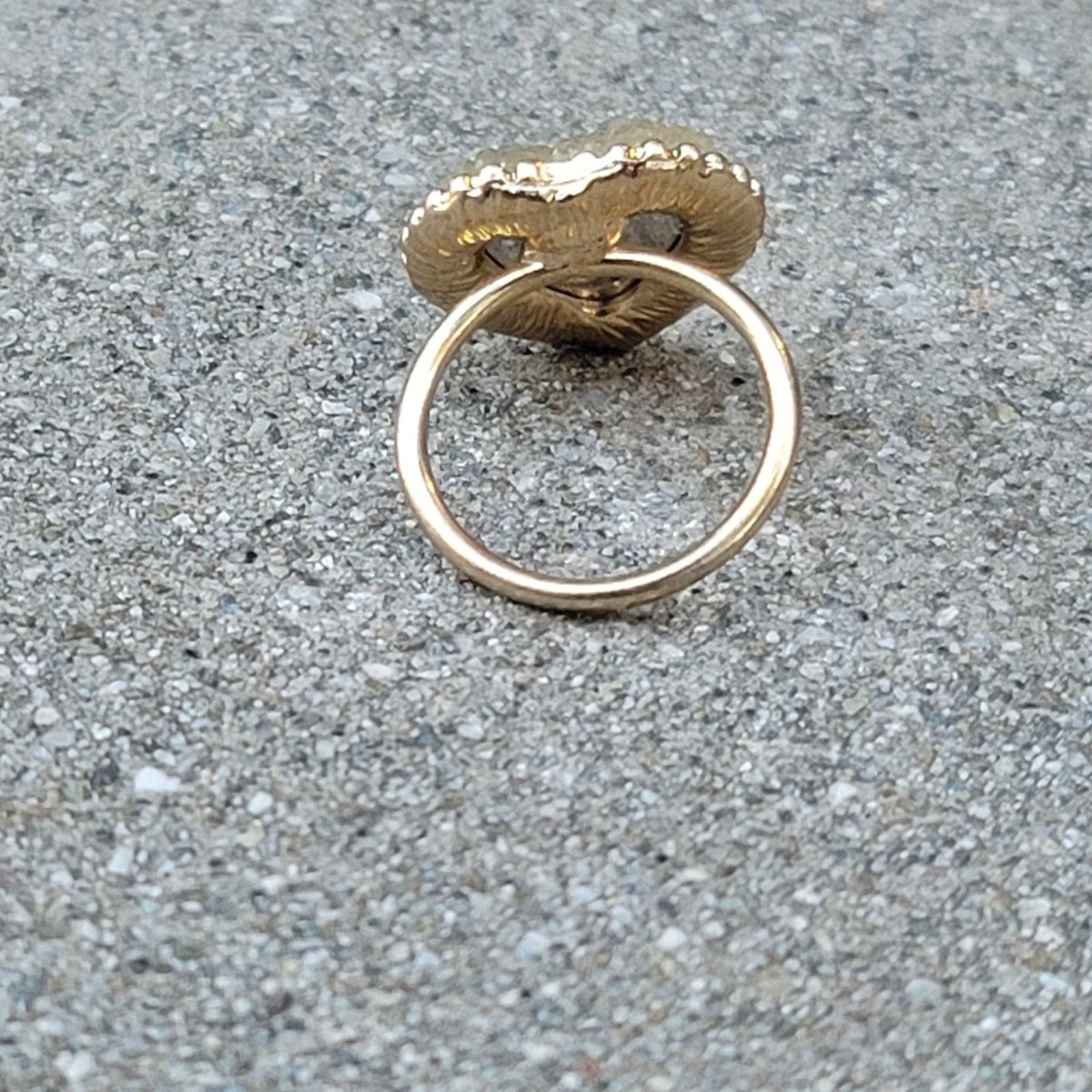 The Unbranded Brand Gold Tone Heart Shaped Rhinestone Ring Size ONE SIZE - 6 Thumbnail