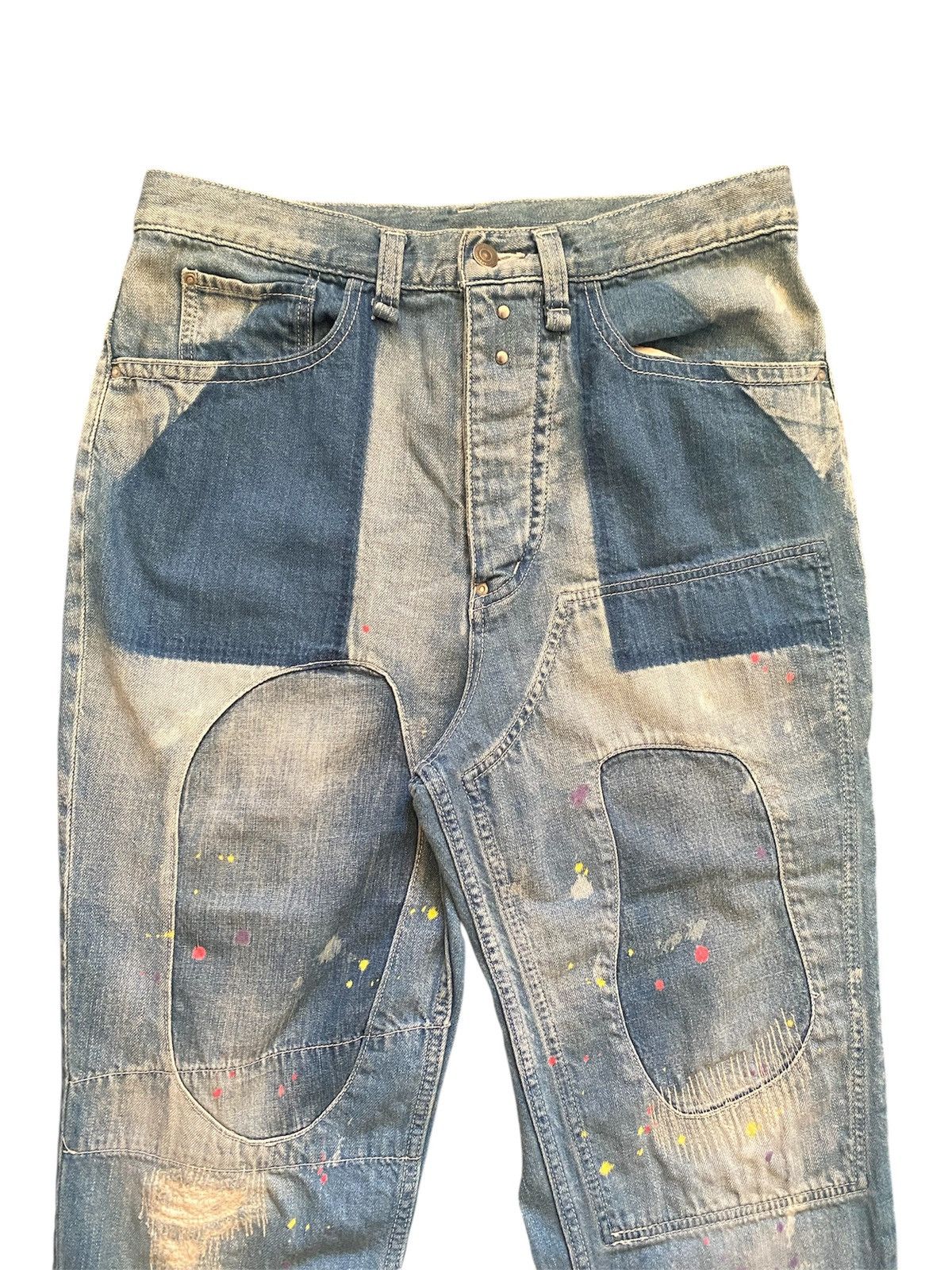 Kapital Iroquois Japanese Brand Patchwork Painter Cropped Denim Size US 32 / EU 48 - 2 Thumbnail