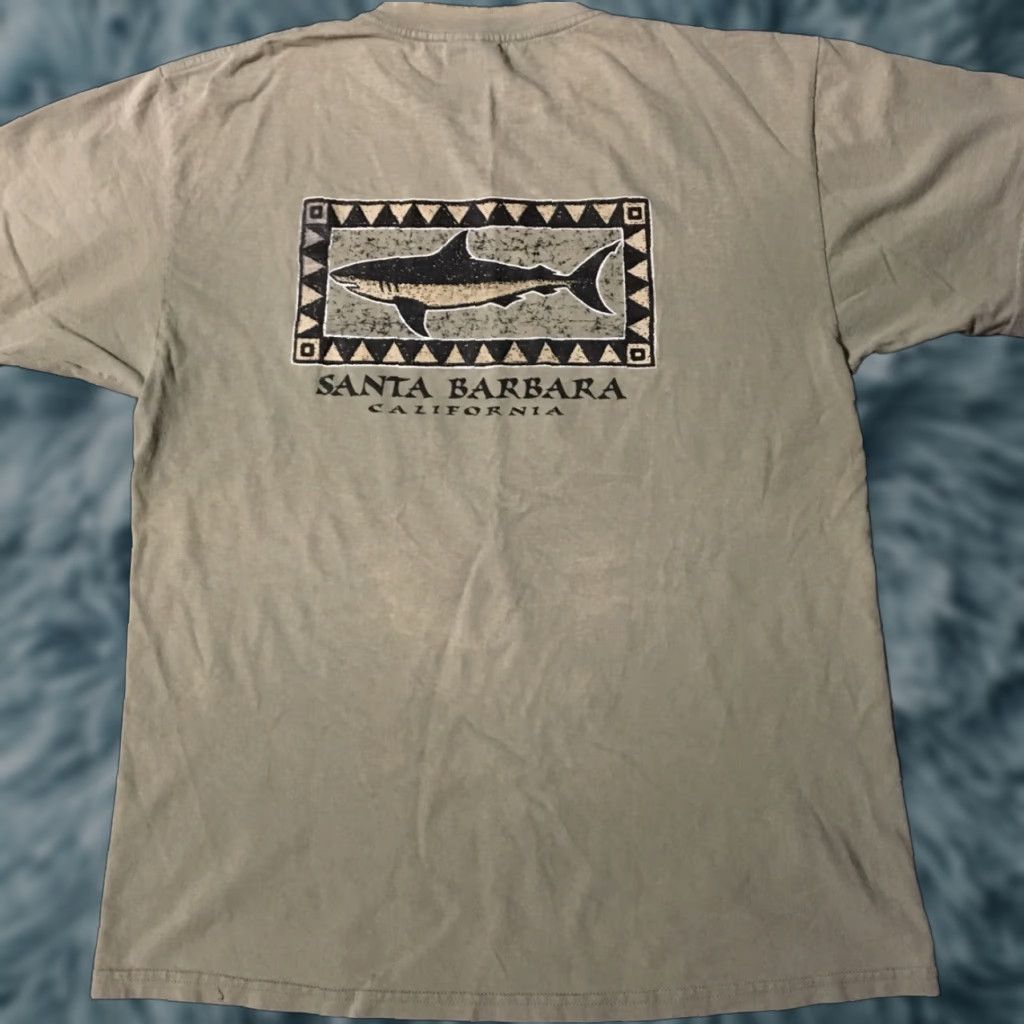 Tultex VINTAGE 90s Santa Barbara California faded distressed shirt L Tultex T-Shirt Men Short Sleeve Beige/Beige Biege? (Oops) Size US L / EU 52-54 / 3 - 1 Thumbnail