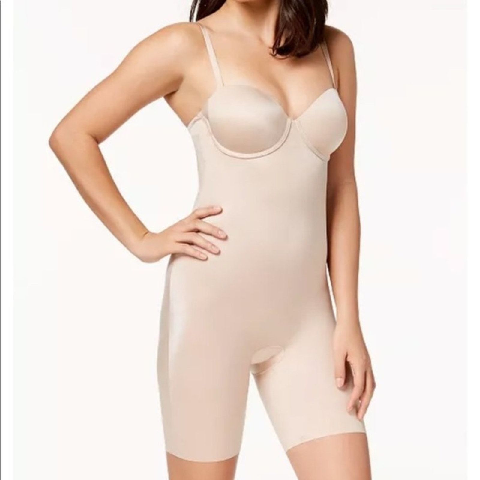 Spanx SPANX Suit Your Fancy Strapless Cupped Mid-Thigh Bodysuit L Size ONE SIZE - 1 Thumbnail