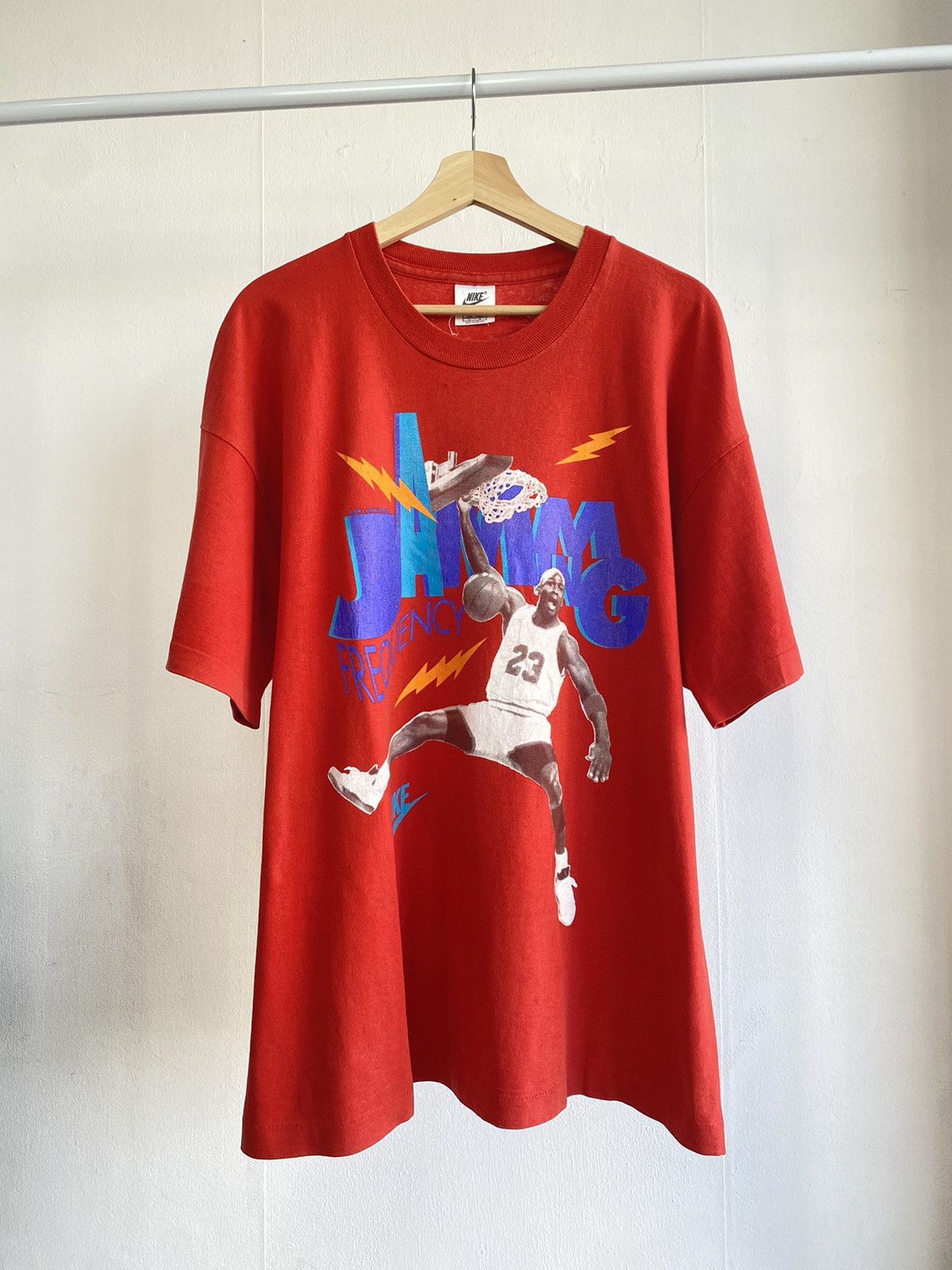 Image of Jordan Nike Vintage 90's Nike Jordan Air Frequency Tee in Red, Men's (Size Large)