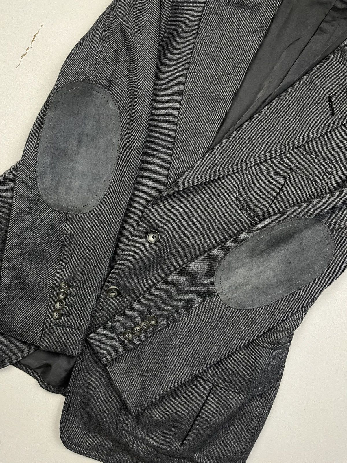 Tom Ford Tom Ford Gray Tailored Jacket with Leather Suede Detailing Size 52R - 11 Thumbnail