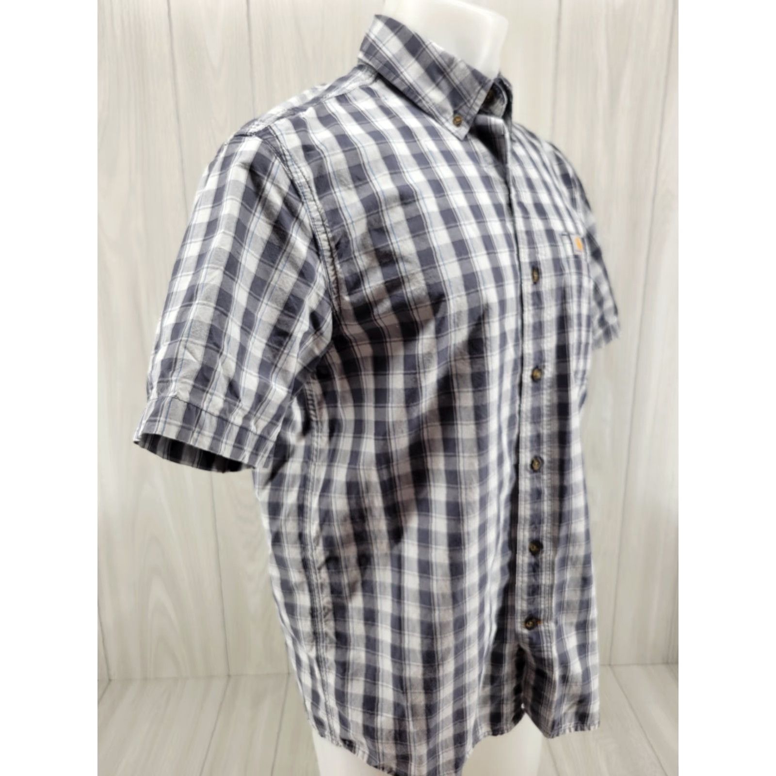 Carhartt Carhartt Shirt Mens M Blue Gray Plaid Relaxed Fit Button-Down Short Sleeve Vintage No Size US M / EU 48-50 / 2 - 4 Thumbnail