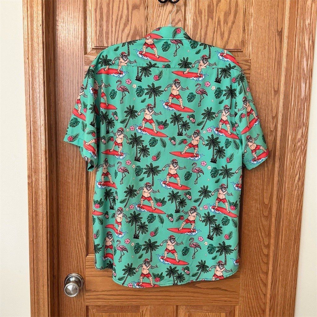 Other EUOW Hawaiian Shirt Men's XL Green Surfing Santa Flamingo T Size US XL / EU 56 / 4 - 2 Thumbnail