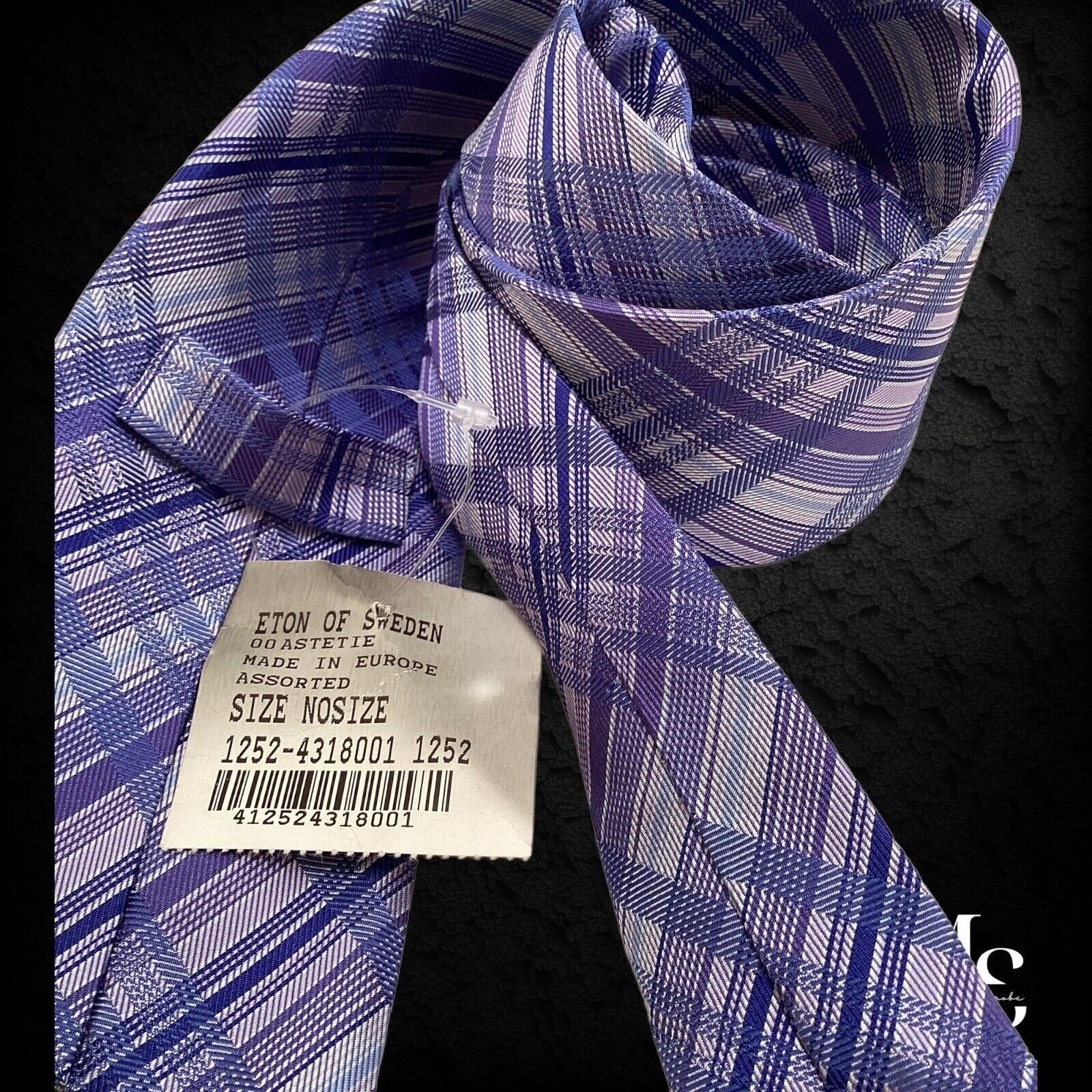 Eton ETON Blue PLaids & Cheks Silk Tie Made In Italy W: 3.25" NWT Size ONE SIZE - 3 Thumbnail