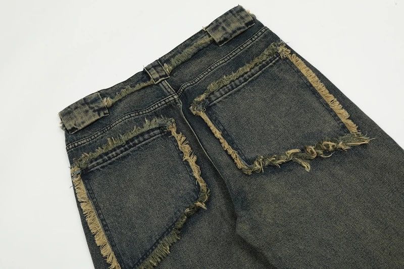 Japanese Brand × Jean Vintage Raw Jeans Trousers y2k holes pockets streetwear Size US 32 / EU 48 - 9 Thumbnail