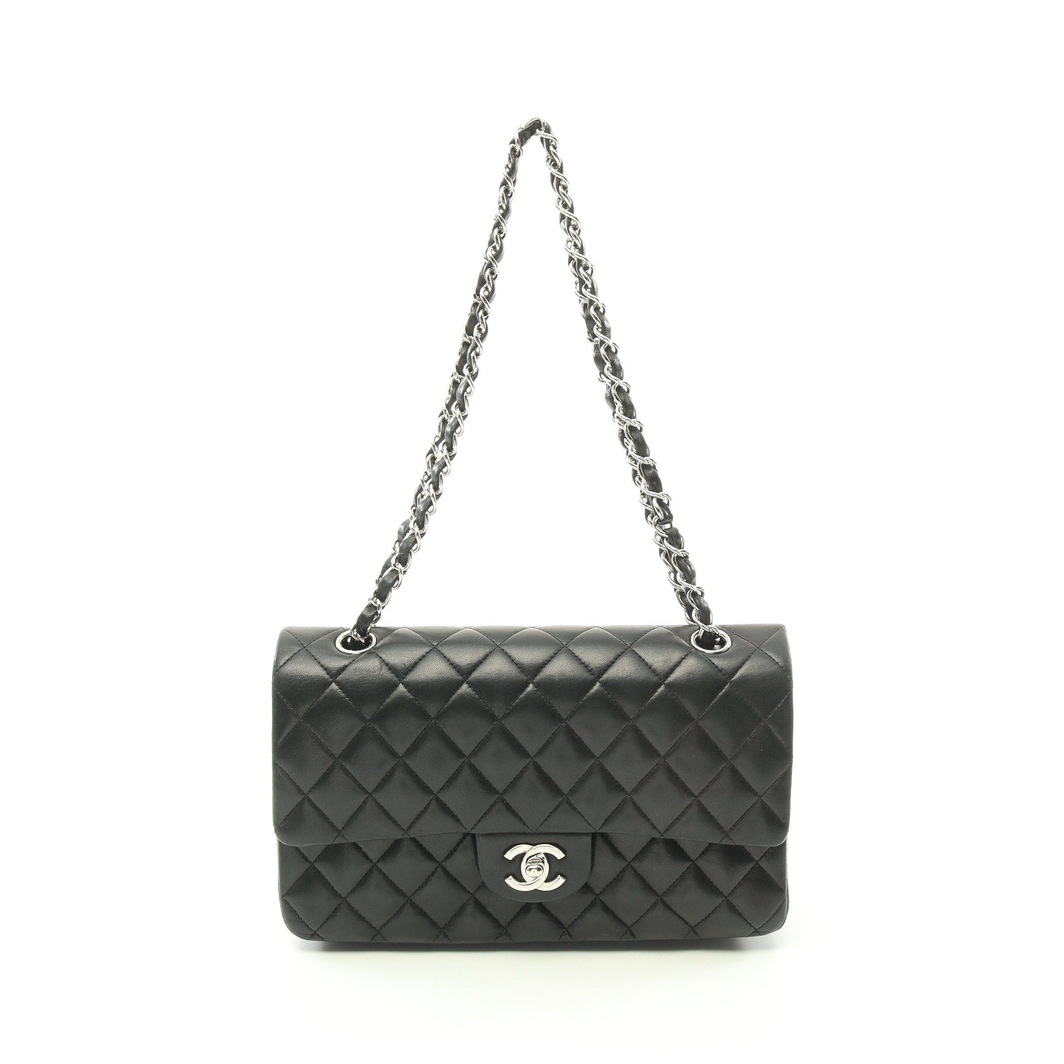 Chanel Chanel Matelasse Double Flap Chain Shoulder Bag Lambskin Black Silver Hardware Size ONE SIZE - 1 Thumbnail