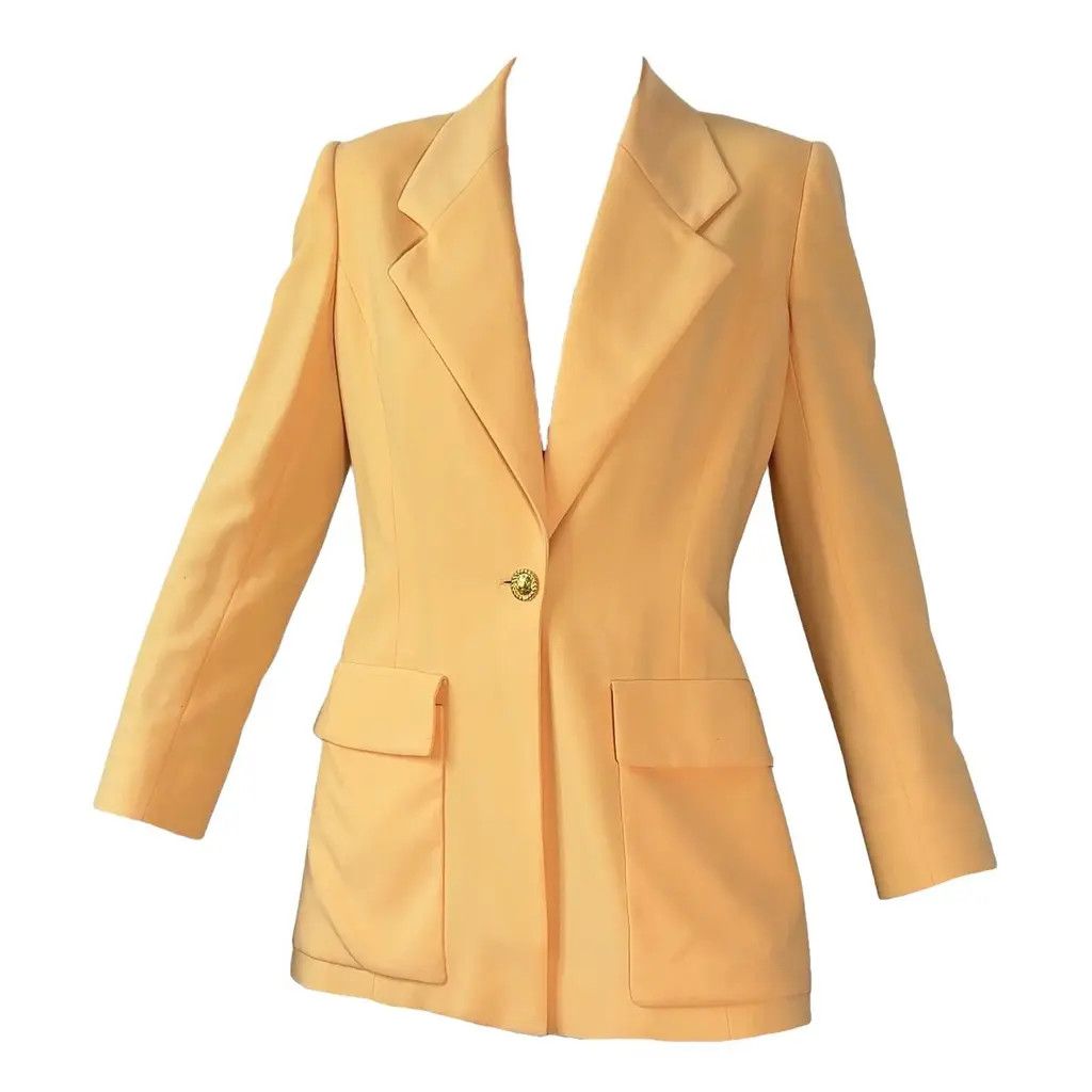 Celine Vintage Women's Celine Paris Blazer Pastel Yellow Size FR40 Size M / US 6-8 / IT 42-44 - 2 Thumbnail