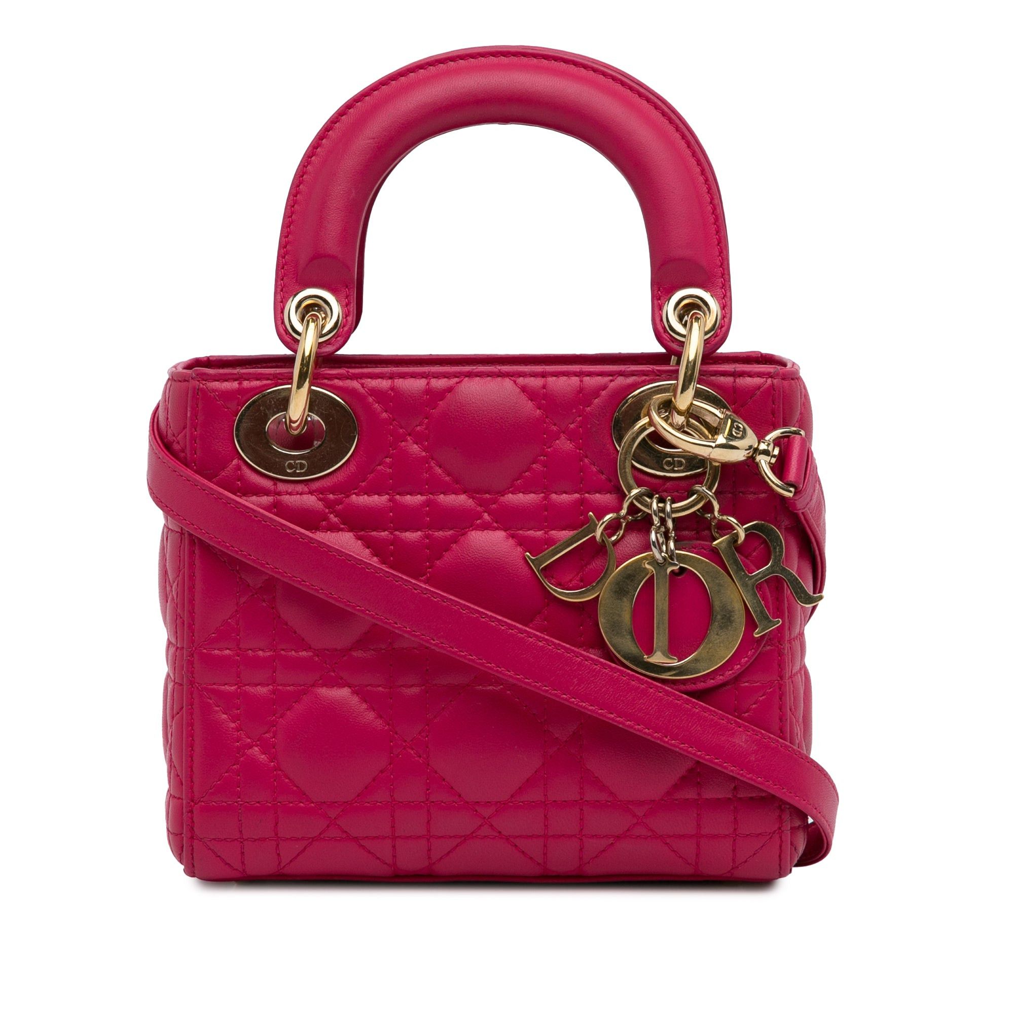 Dior Dior Mini Lambskin Cannage Lady Dior Pink Size ONE SIZE - 1 Thumbnail