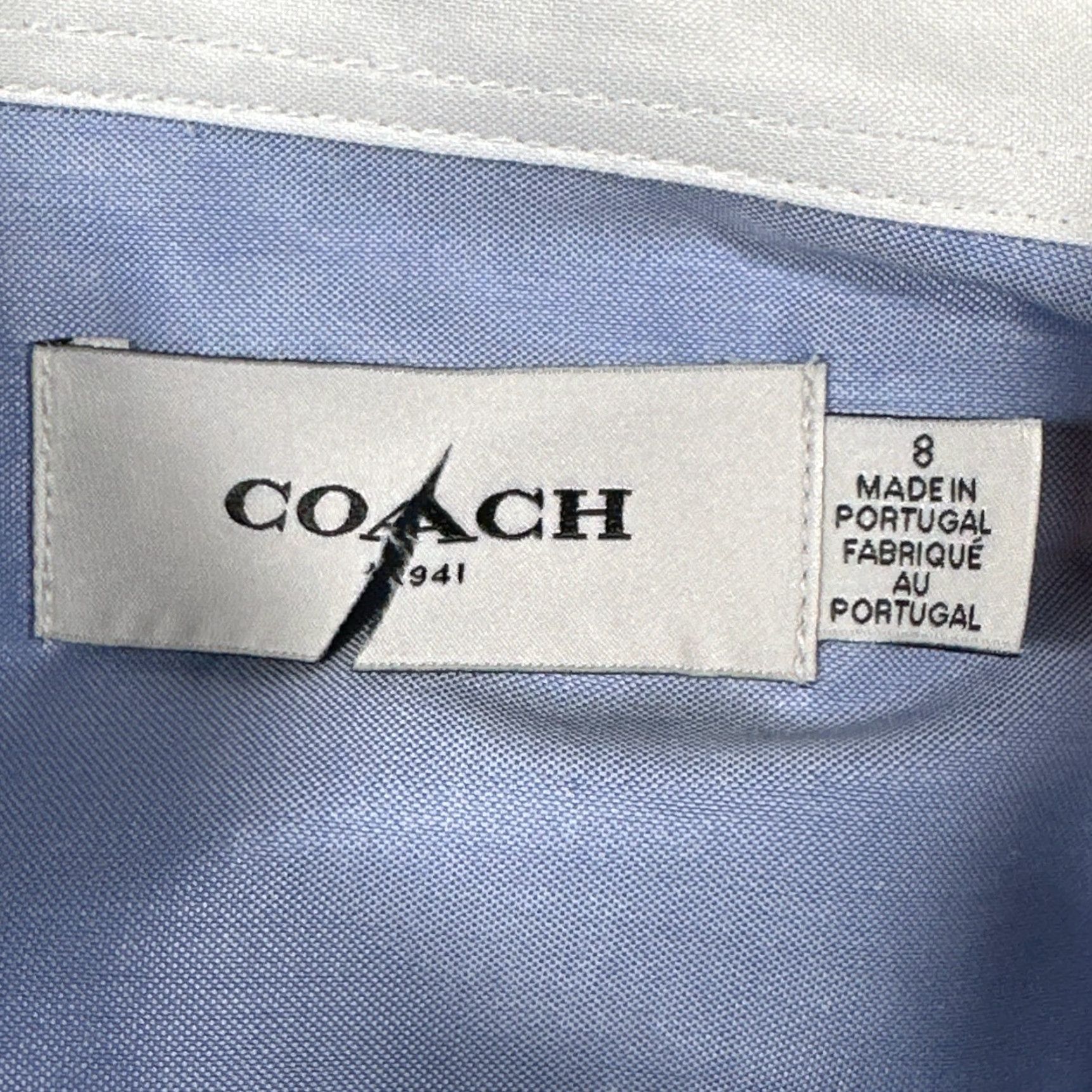Coach Coach Shirt Womens 8 Blue White Chambray Contrast Collar Button Front Cotton Size M / US 6-8 / IT 42-44 - 7 Thumbnail