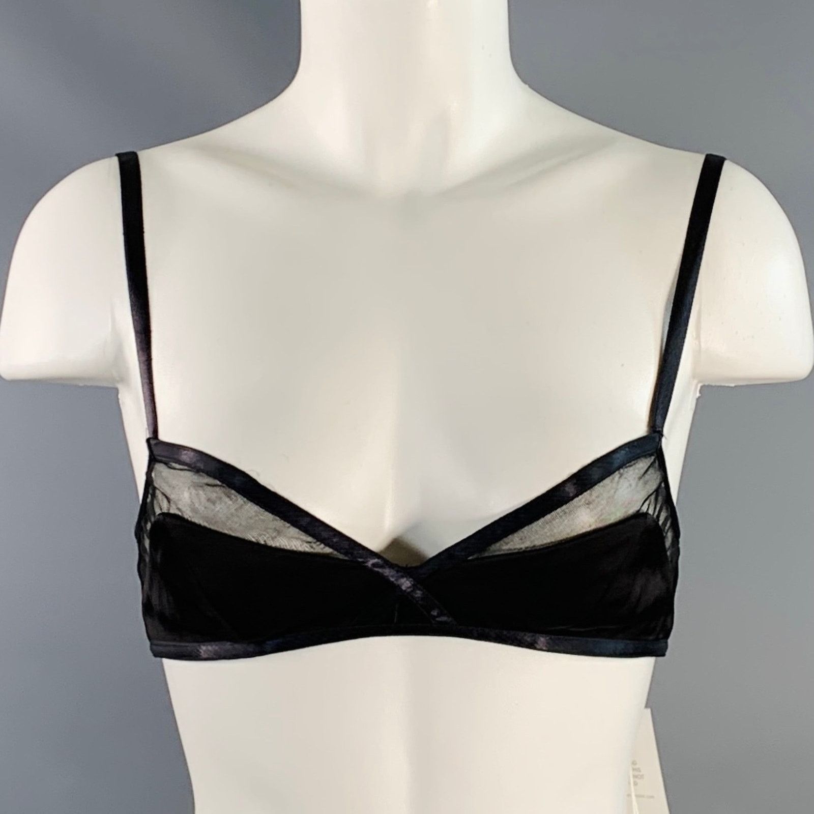 Zimmermann 4 Black Viscose Blend Mixed Fabrics Bralette Dress Top Size S / US 4 / IT 40 - 1 Thumbnail