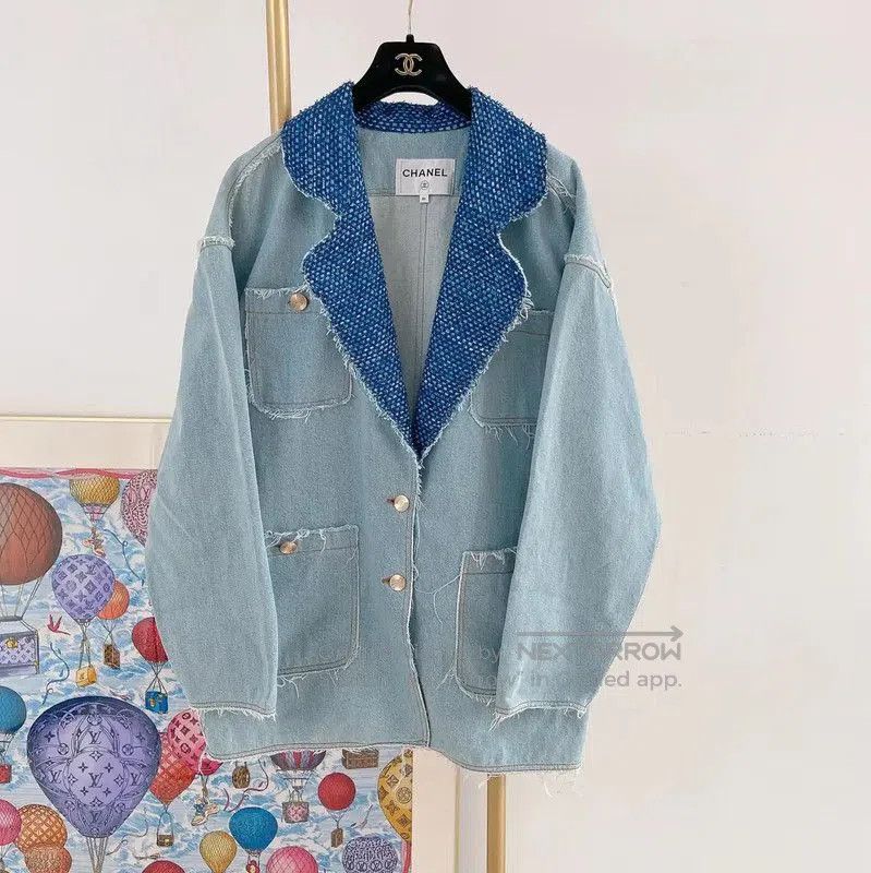 Chanel Chanel Blue Cotton Women's Jacket for Spring Autumn . Size S / US 4 / IT 40 - 1 Thumbnail
