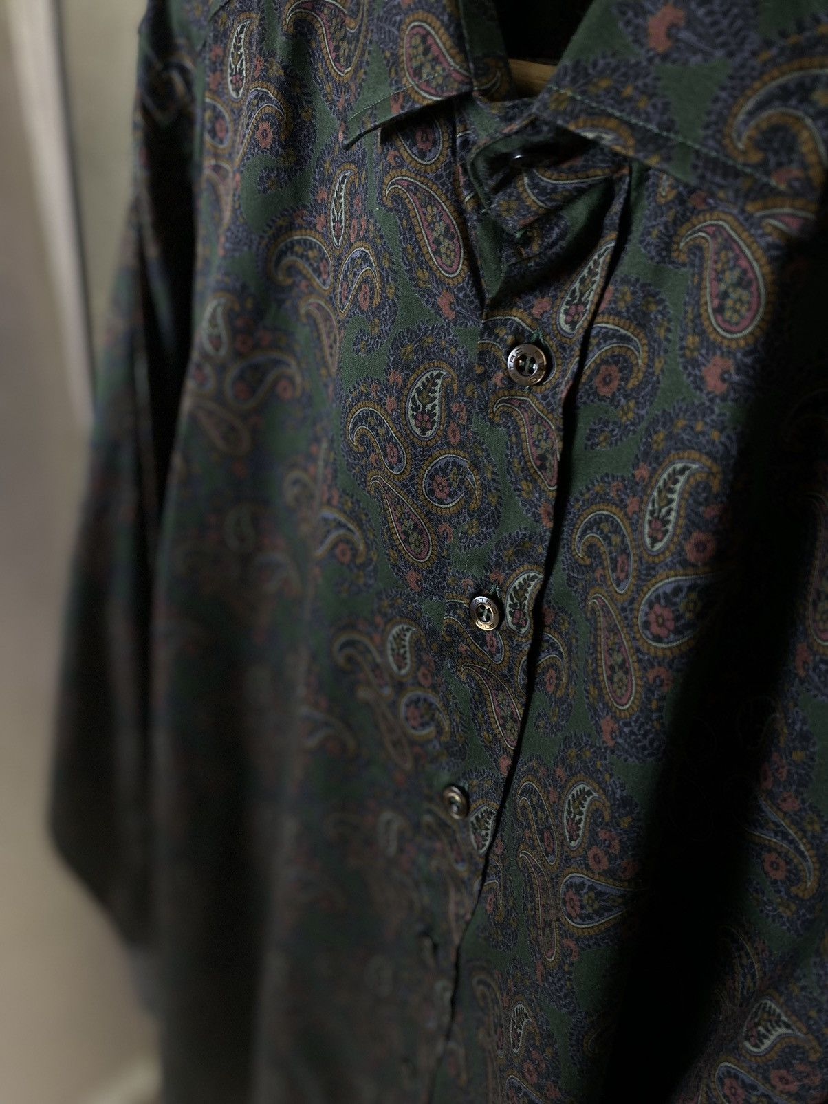Etro Etro Vintage Style Green/Purple Paisley Cotton Shirt 43 Size US XL / EU 56 / 4 - 5 Thumbnail