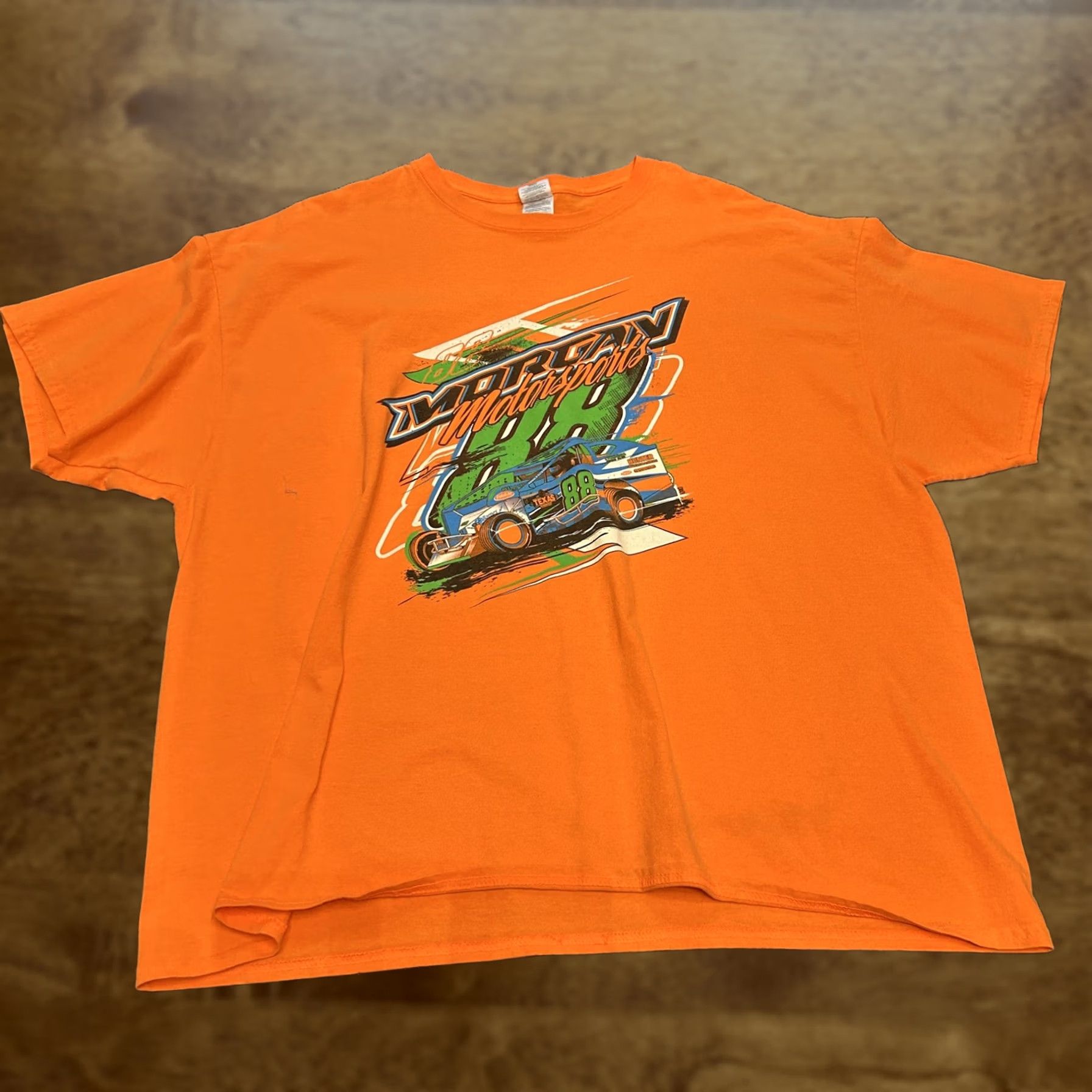 Gildan Morgan Motorsports Shirt Mens 3XL Orange T-Shirt Graphic Print Racing Car Tee Crew Neck Short Sleeve Cotton Gildan Ultra Cotton Size US XXL / EU 58 / 5 - 1 Thumbnail
