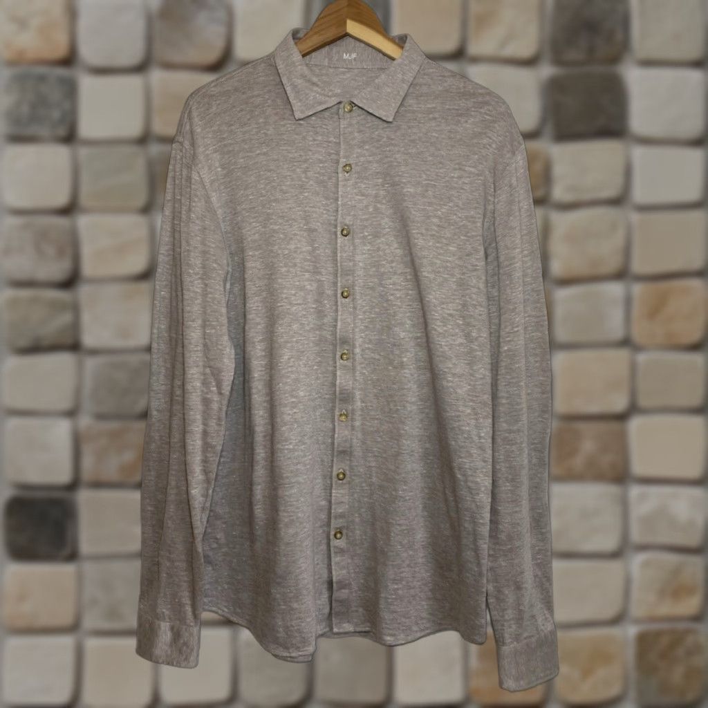 Vintage VINTAGE Custommade Men's Dress Shirt Light Brown Linen Blend Long Sleeve L 57% Cotton, 43% Linen Luxury Shirt, Classic Designer 90s Mens Dress Shirt Size US L / EU 52-54 / 3 - 1 Thumbnail