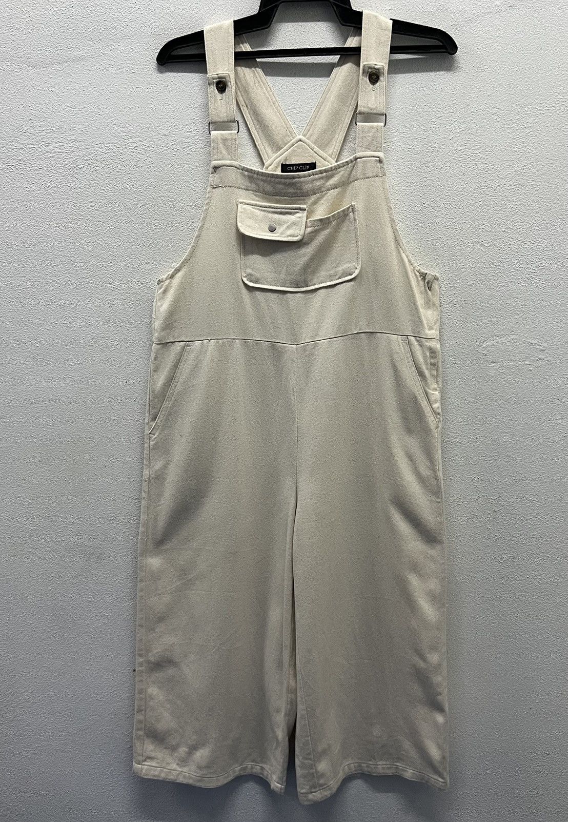 Vintage CHIP CLIP Beige Cotton Overalls – Women’s Size L Size US 37 - 1 Thumbnail