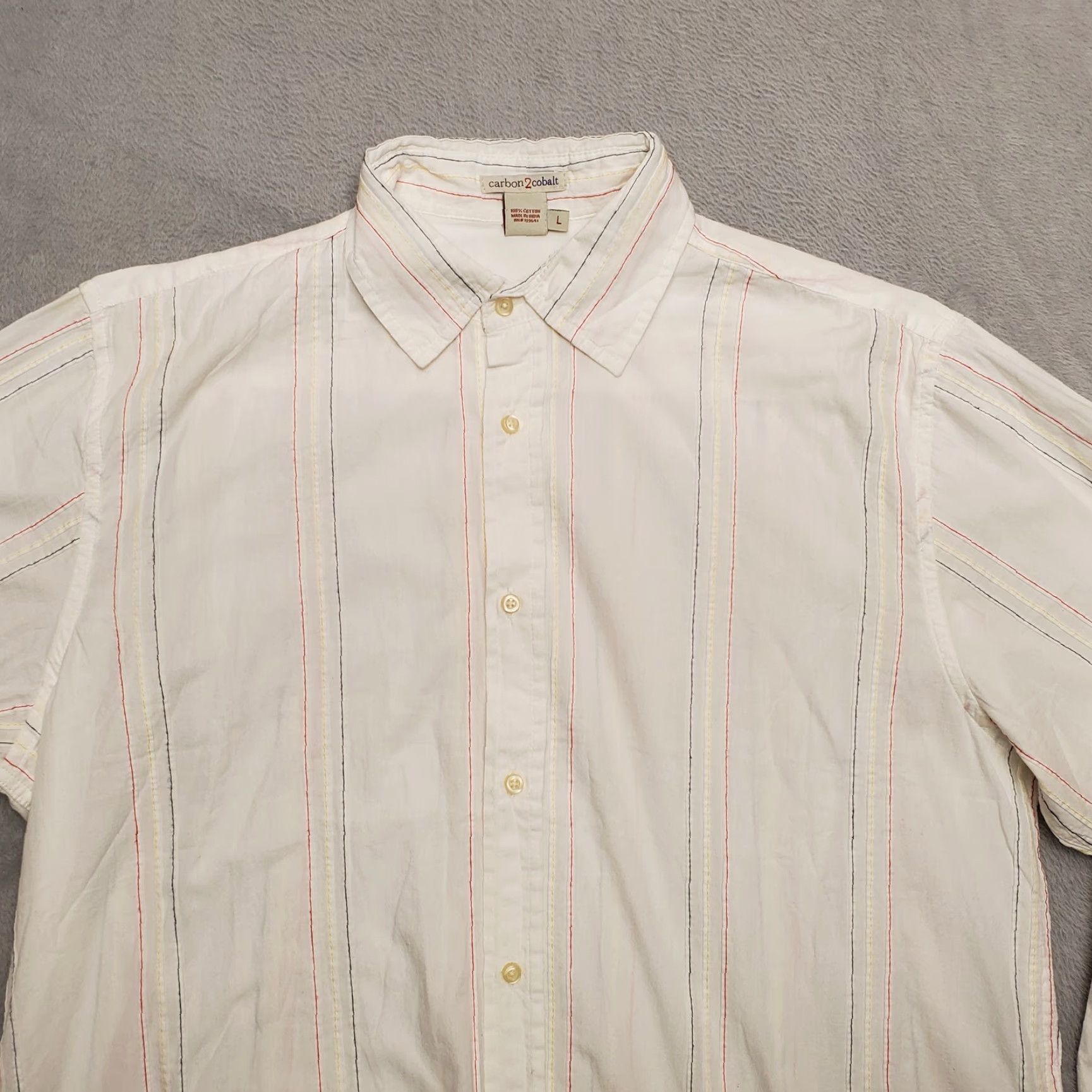 Carbon2Cobalt Carbon 2 Cobalt Shirt Mens Large White Striped Long Sleeve Button Cotton Casual Size US L / EU 52-54 / 3 - 2 Thumbnail