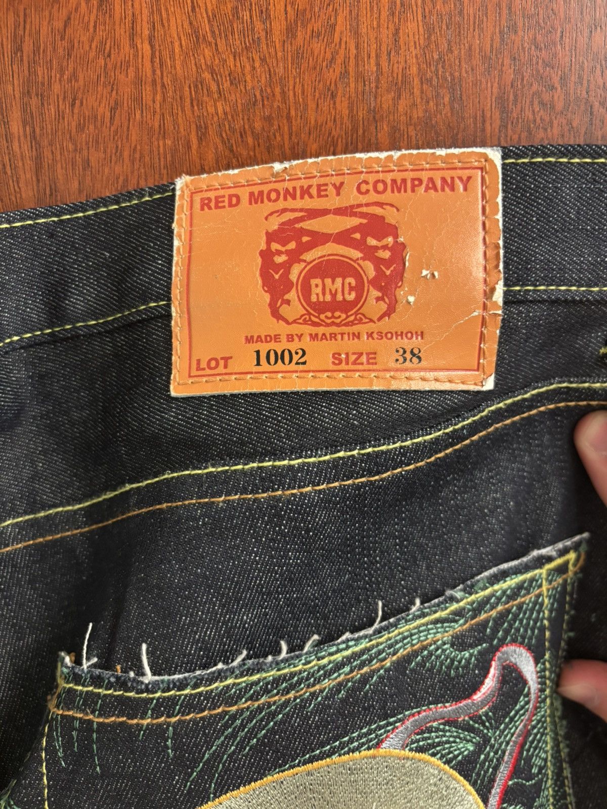 Red Monkey Red monkey indigo embroidered denim shorts/jorts 2000s Size US 38 / EU 54 - 6 Thumbnail
