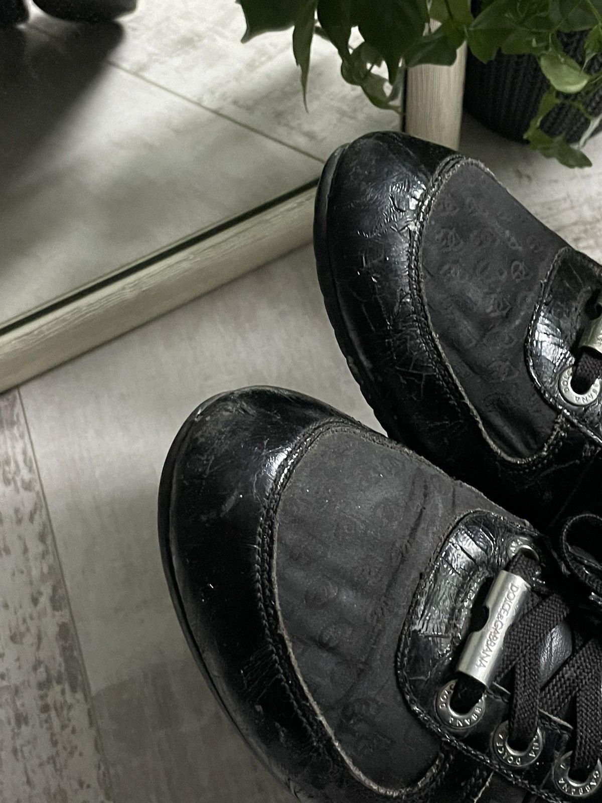 Dolce & Gabbana Vintage Dolce & Gabbana Black Leather Sneakers DG Monogram Size US 8.5 / EU 41-42 - 6 Thumbnail