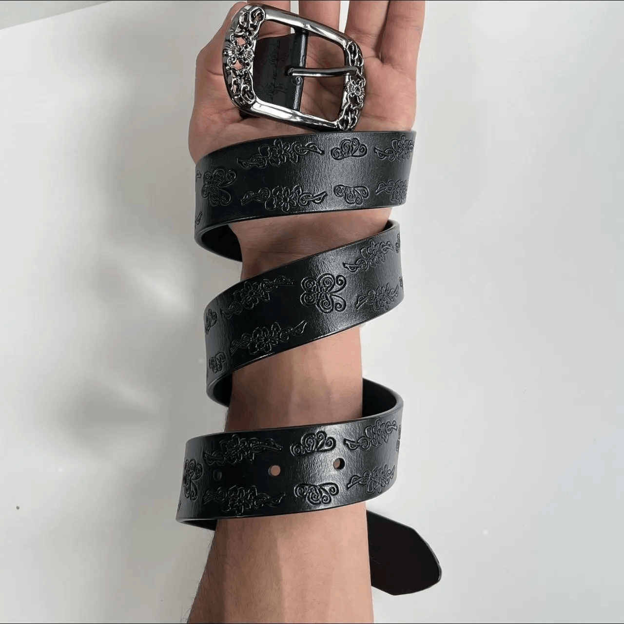 Cowboy Equipment vintage style american western floral design black belt Size ONE SIZE - 7 Thumbnail