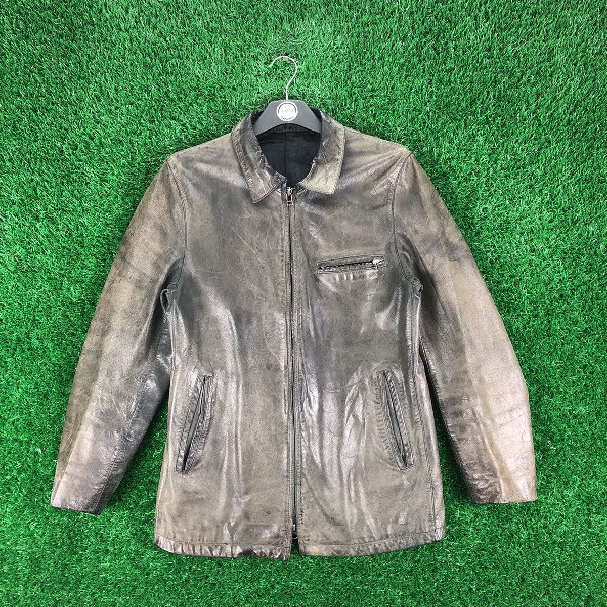 Japanese Brand Vintage 90's Leather Zipper Jacket by Jun Men Size US S / EU 44-46 / 1 - 1 Thumbnail