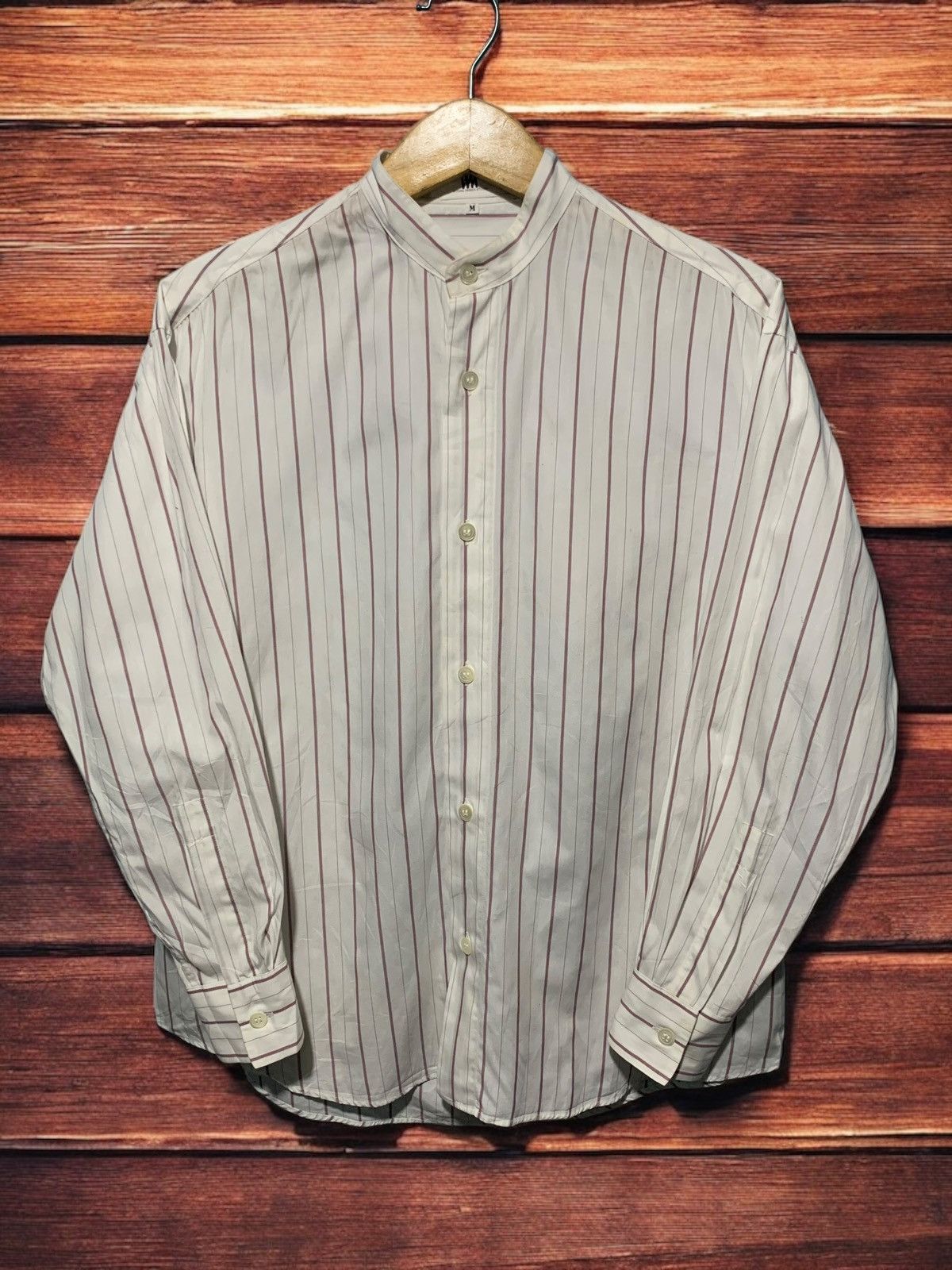 Issey Miyake IM stripe mandarin shirt