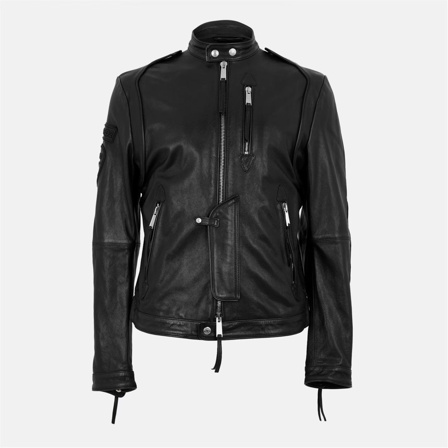 Dsquared2 o1g2r1mq0426 Leather Tailored Fit Jacket in Black Size US M / EU 48-50 / 2 - 1 Thumbnail