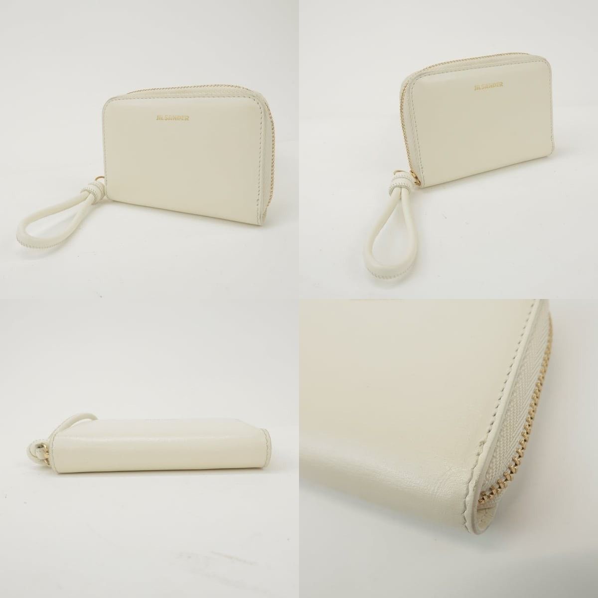 Jil Sander Jil Sander Logo Leather Zip Around Wallet Cream Size ONE SIZE - 3 Thumbnail