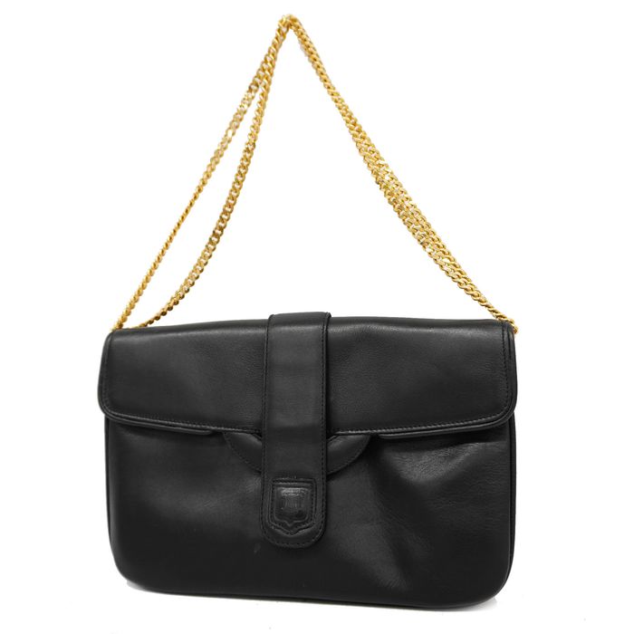 Celine Auth Celine Shoulder Bag Women's Leather Shoulder Bag Black ...