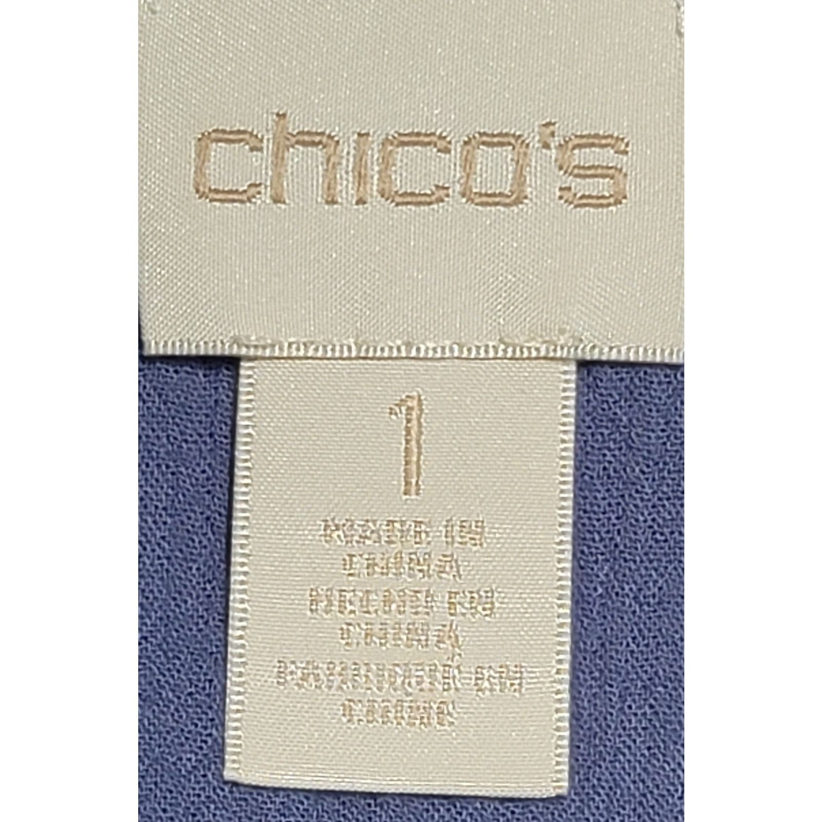 Chicos Chico's Blue Crochet Bodice & Shoulders V Neck Top 1 Medium Size M / US 6-8 / IT 42-44 - 3 Thumbnail