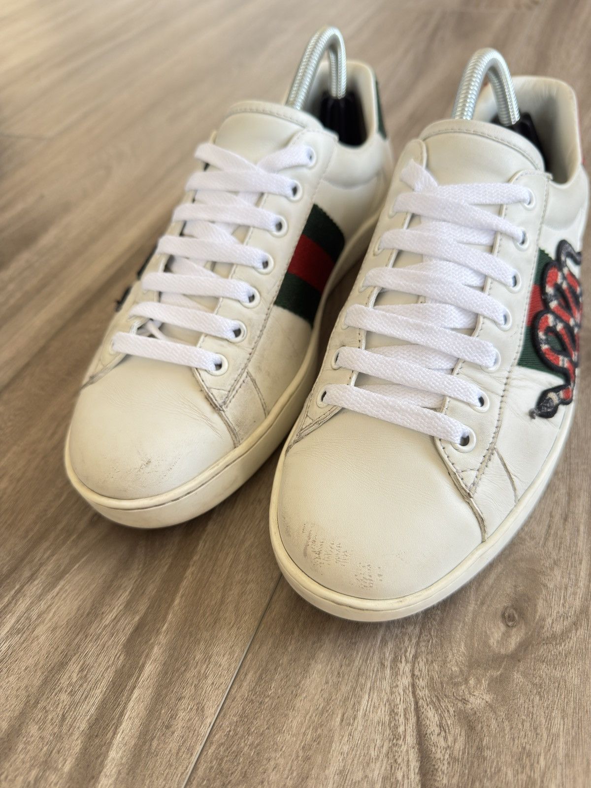 Gucci Ace Snake Sneaker White Size US 7 / EU 40 - 4 Thumbnail