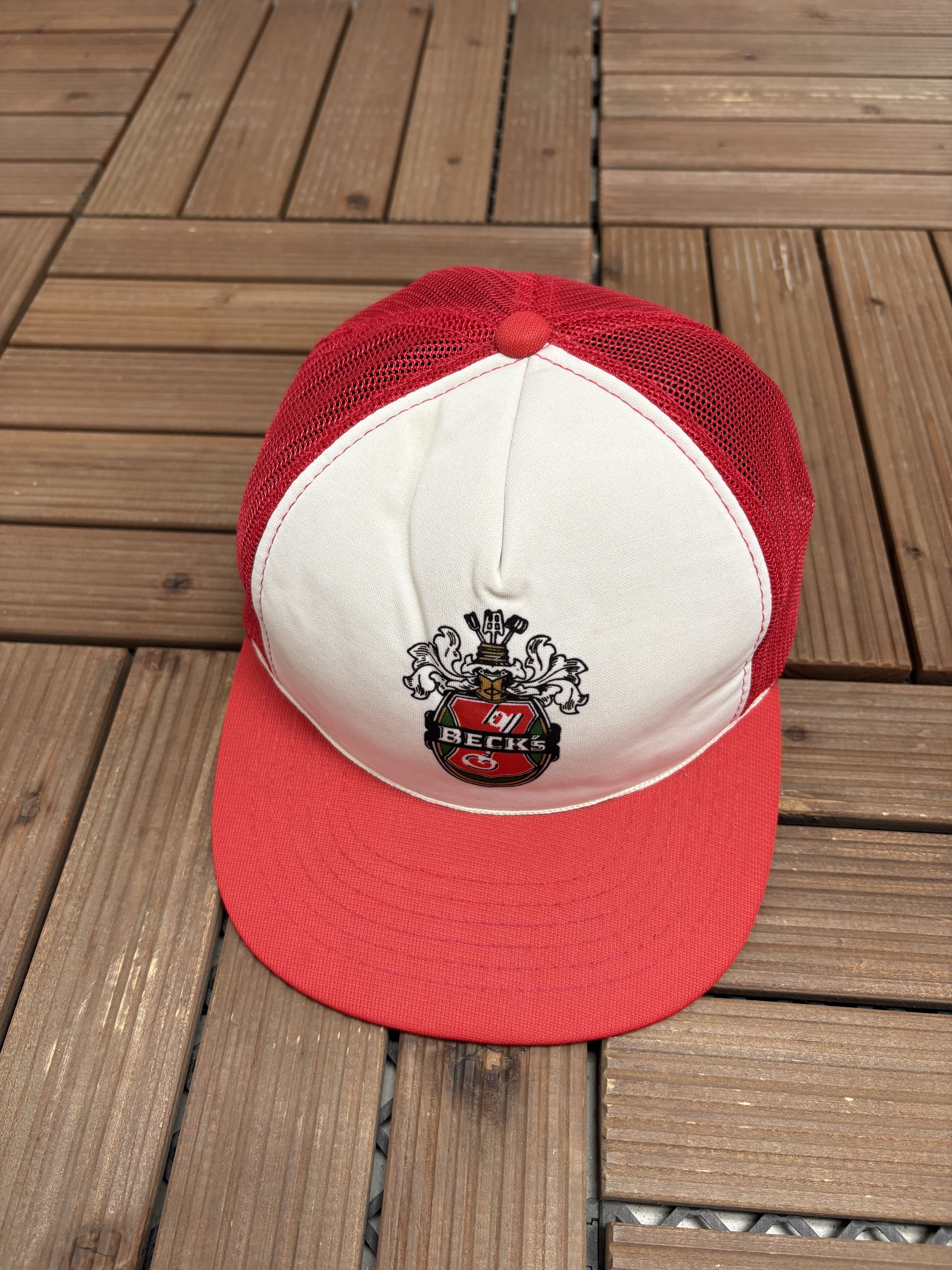 Vintage Beck's Brewery Vintage White Trucker Snap Back Hat Cap Size ONE SIZE - 1 Thumbnail