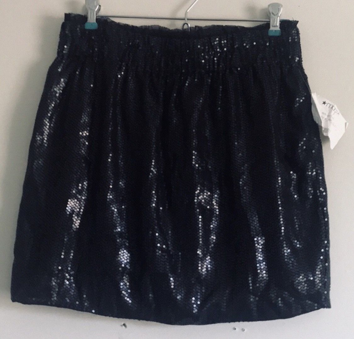 Other BAR III SEQUIN MINI SKIRT W/ LACE EMBROIDERY SZ L Size 30" / US 8 / IT 44 - 4 Thumbnail