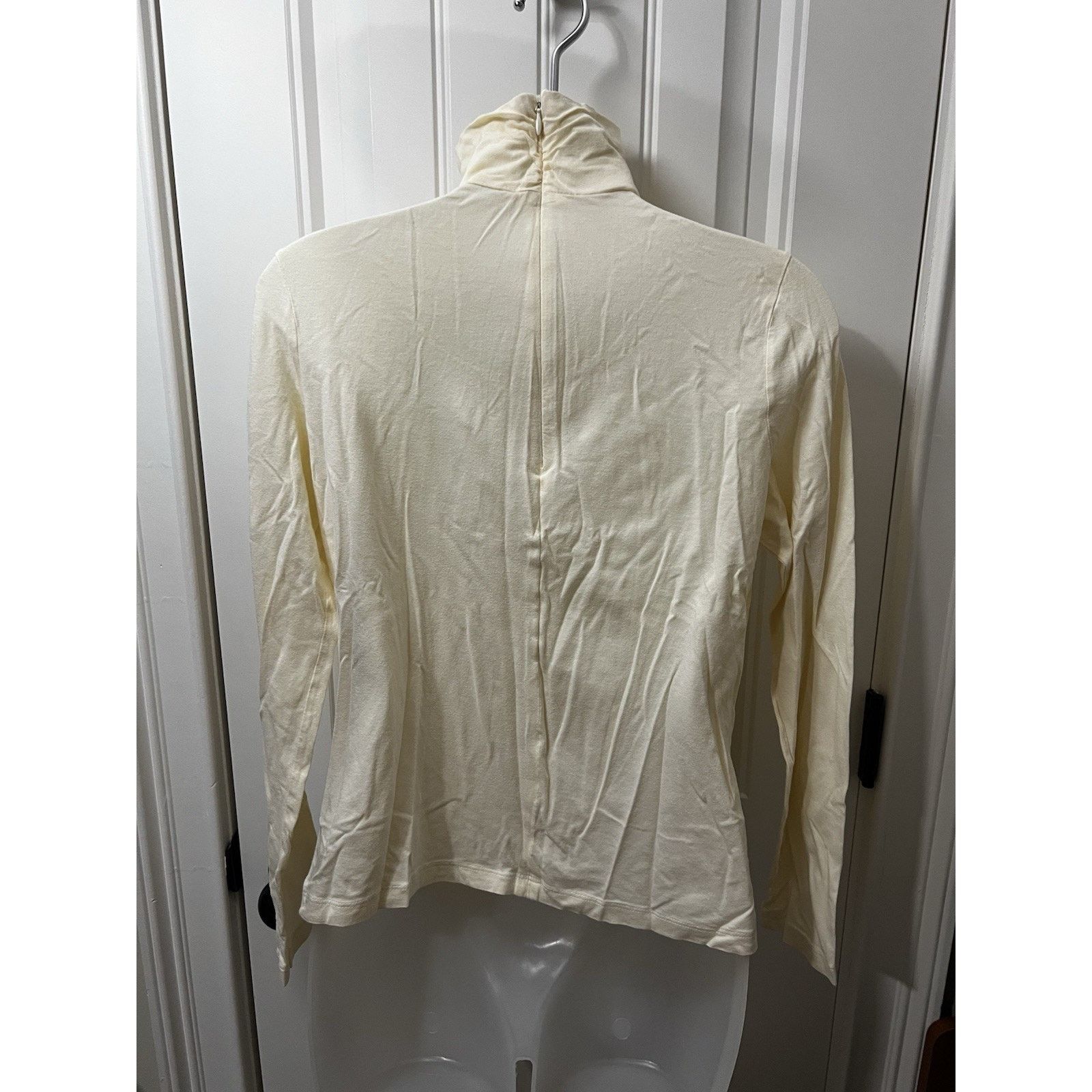 Talbots High Neck Top Ruched Long Sleeve Stretch Back Zipper Blouse Size M / US 6-8 / IT 42-44 - 7 Thumbnail