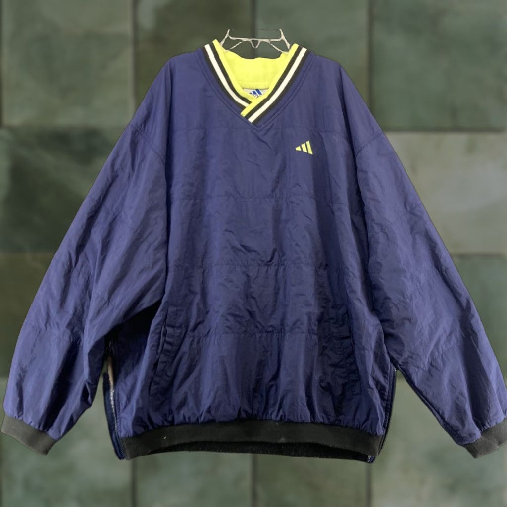Adidas Adidas VTG Windbreaker Sweatshirt XXL Blue Green Logo Side Zippers Mens 2XL Zip Pockets Town-Brand-Style: Pullover Sports Soccer Size US XXL / EU 58 / 5 - 1 Thumbnail