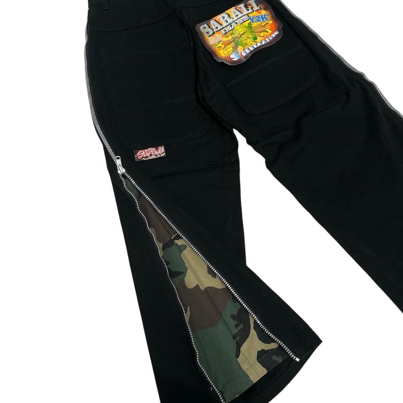 JNCO × Vintage Vintage Sarali Jeans Convertible Zipper Super Wide Camo Rave Size US 30 / EU 46 - 3 Thumbnail