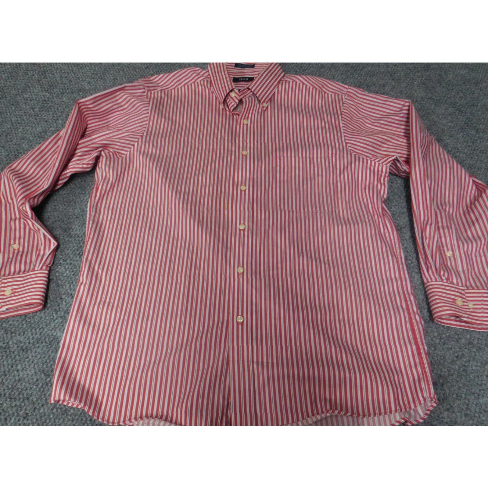 Izod IZOD Shirt Long Sleeve Red Striped Easy Care Button Up Classic Men L Size US L / EU 52-54 / 3 - 2 Thumbnail