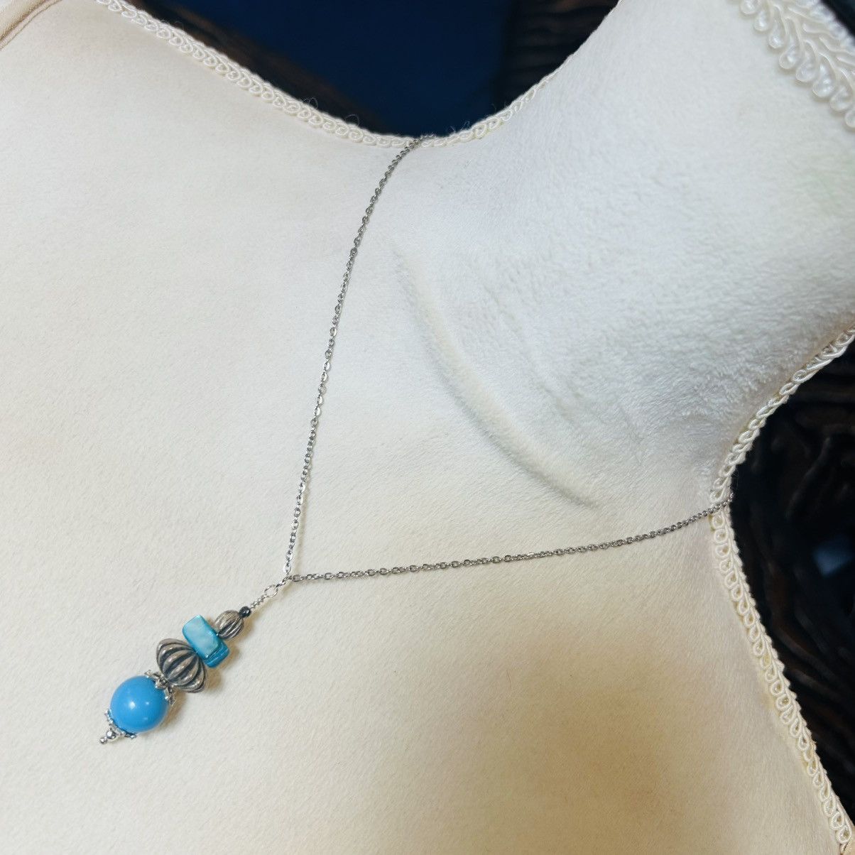 Handmade Handcrafted vintage bead drop pendant on chain necklace Size ONE SIZE - 1 Thumbnail