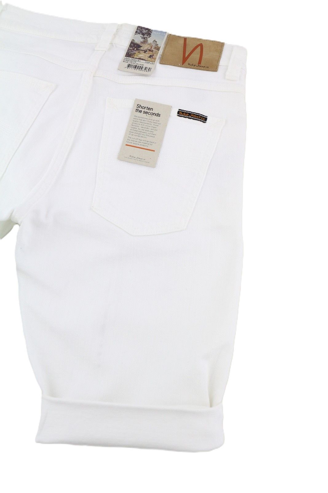 Nudie Jeans LEAN DEAN W28 Denim White Zip Cotton Turn-Up Shorts 83841 Size US 28 / EU 44 - 4 Thumbnail