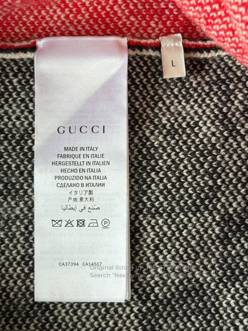 Gucci Gucci Red and white colour-matched diamond-plaid wool card Size L / US 10 / IT 46 - 8 Thumbnail