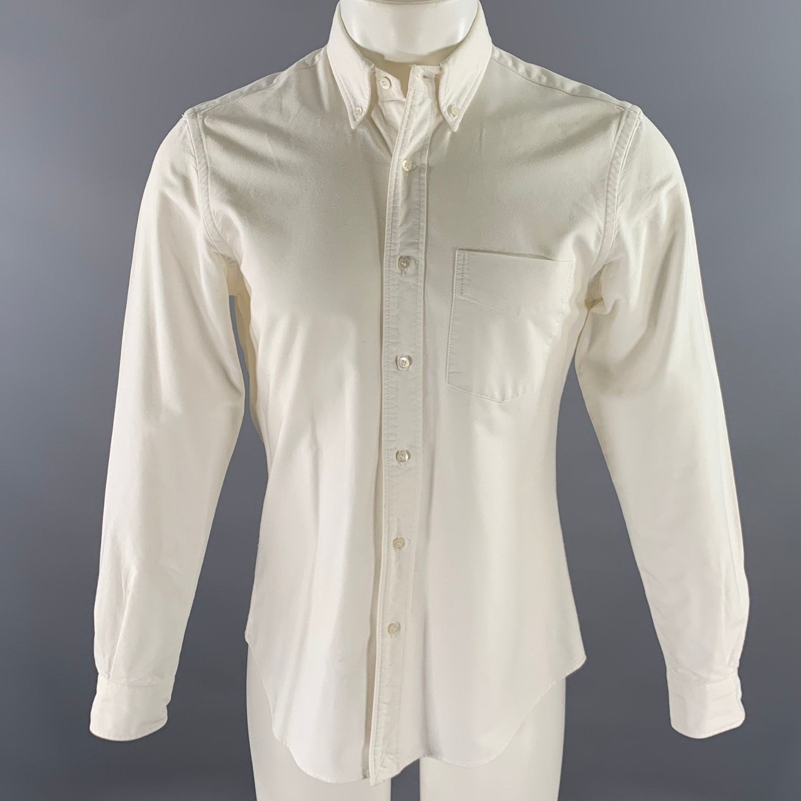 Aspesi ASPESI Size S White Oxford Long Sleeve Shirt Size US S / EU 44-46 / 1 - 1 Thumbnail
