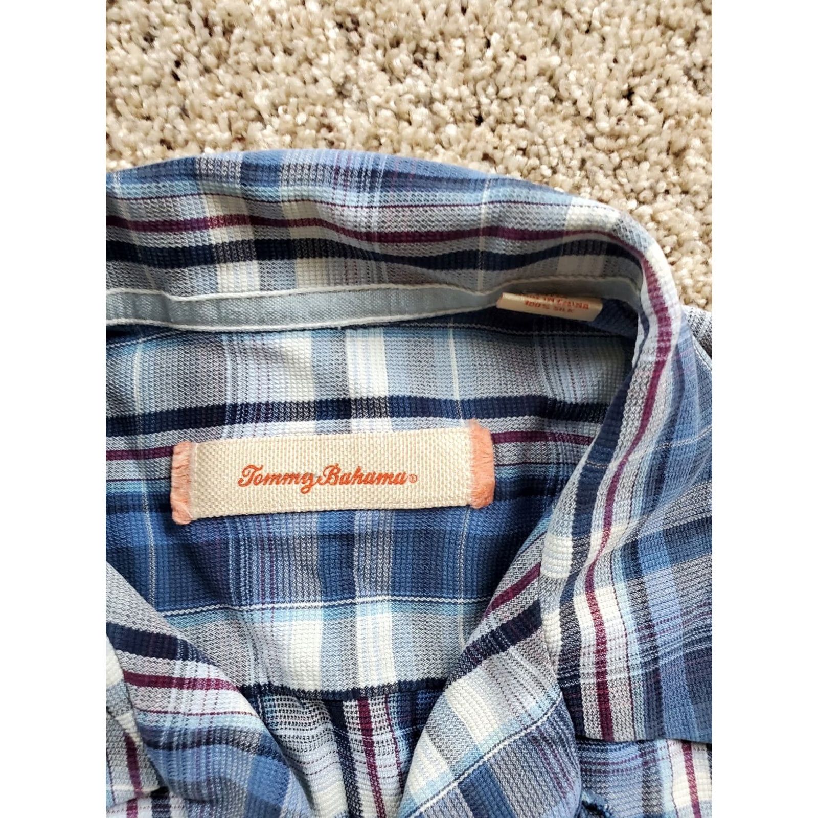 Tommy Bahama Tommy Bahama Shirt Medium Men Blue Plaid Button Up 100% Silk Short Sleeve Pocket Size US M / EU 48-50 / 2 - 3 Thumbnail