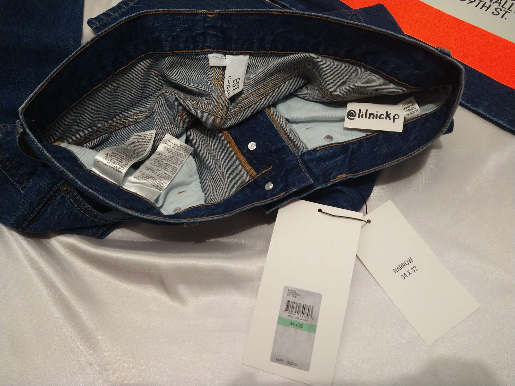 Calvin Klein 205W39NYC EST. 1978 Narrow Leg Apollo Blue Jeans Size US 34 / EU 50 - 3 Thumbnail