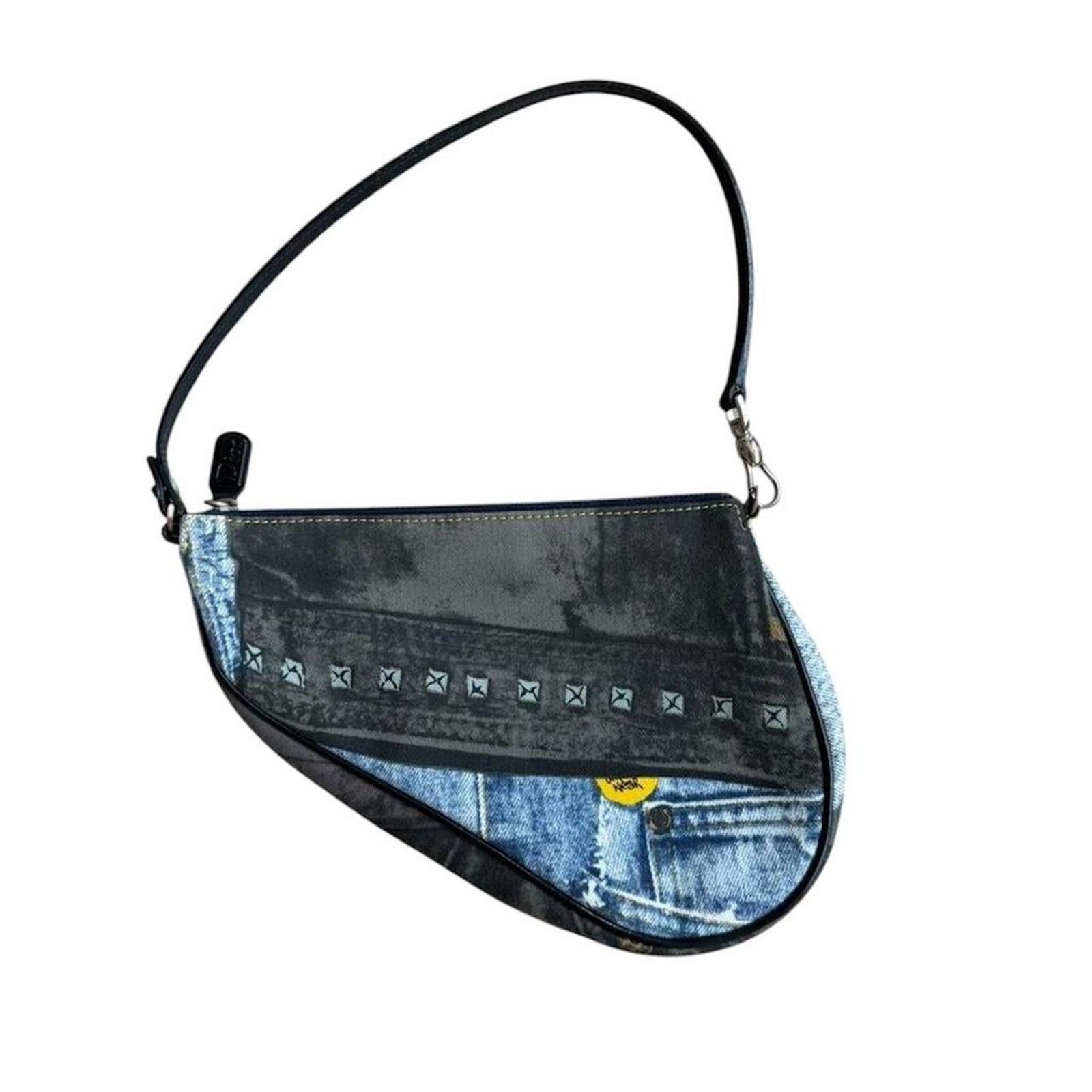 Dior Christian Dior Saddle Pouch Denim Print Blue Black Y2K Size ONE SIZE - 1 Thumbnail