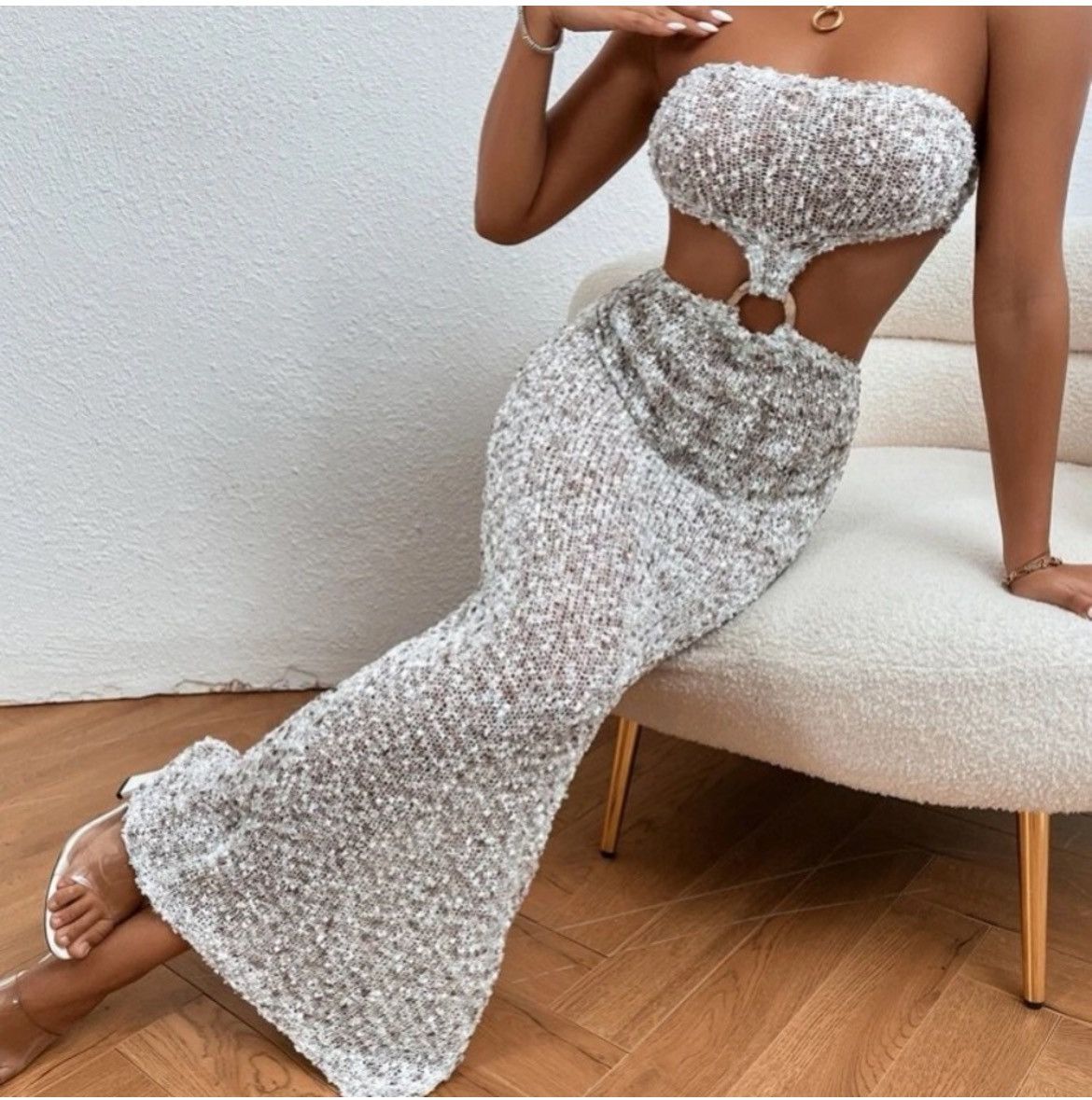 Designer × Levi's NWT, Lavishly Paris Women’s Ring Linked Bandeau Beach Dress Size M / US 6-8 / IT 42-44 - 10 Thumbnail