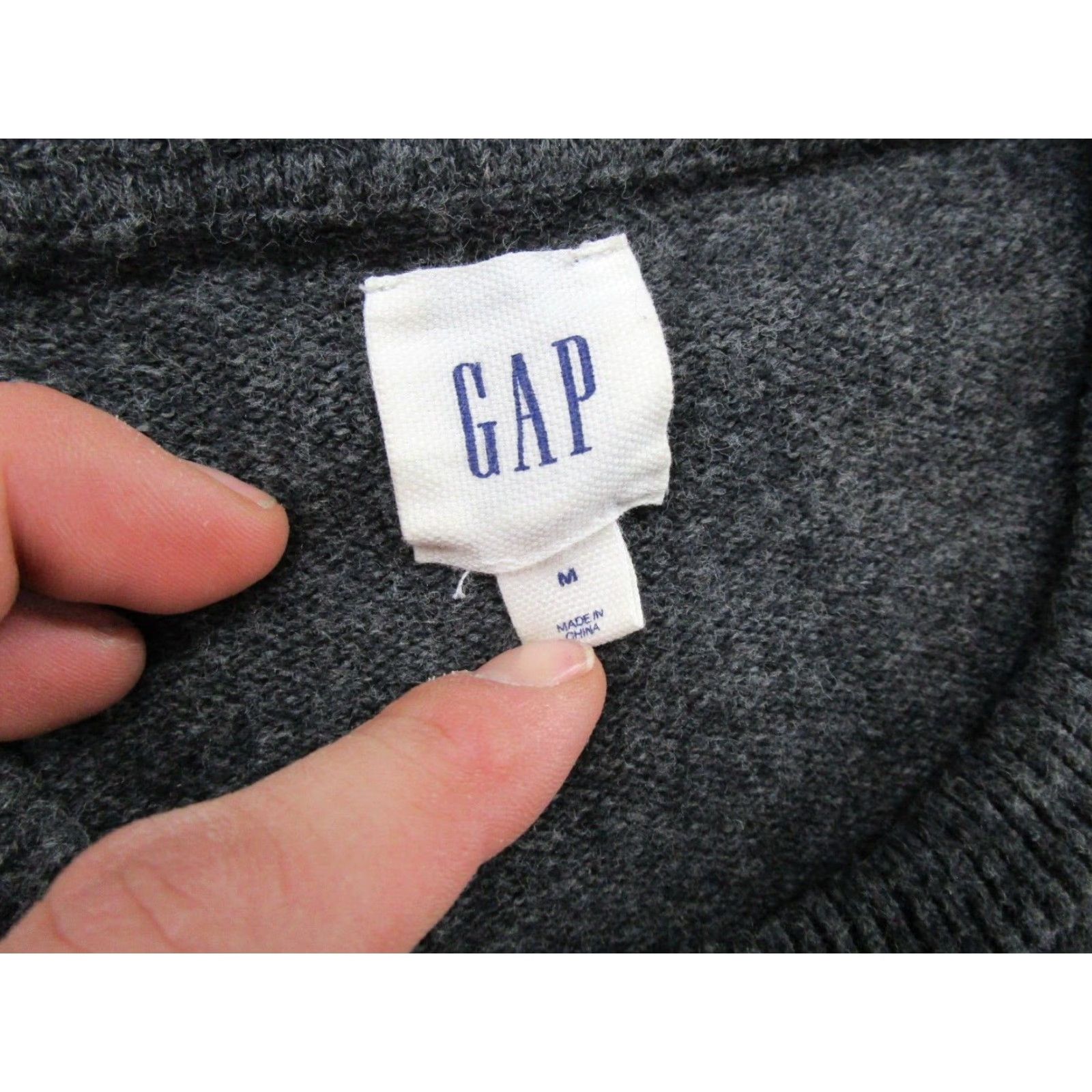 Gap Gap Pullover Sweater Men Medium Knit Wool Gray Size US M / EU 48-50 / 2 - 2 Thumbnail