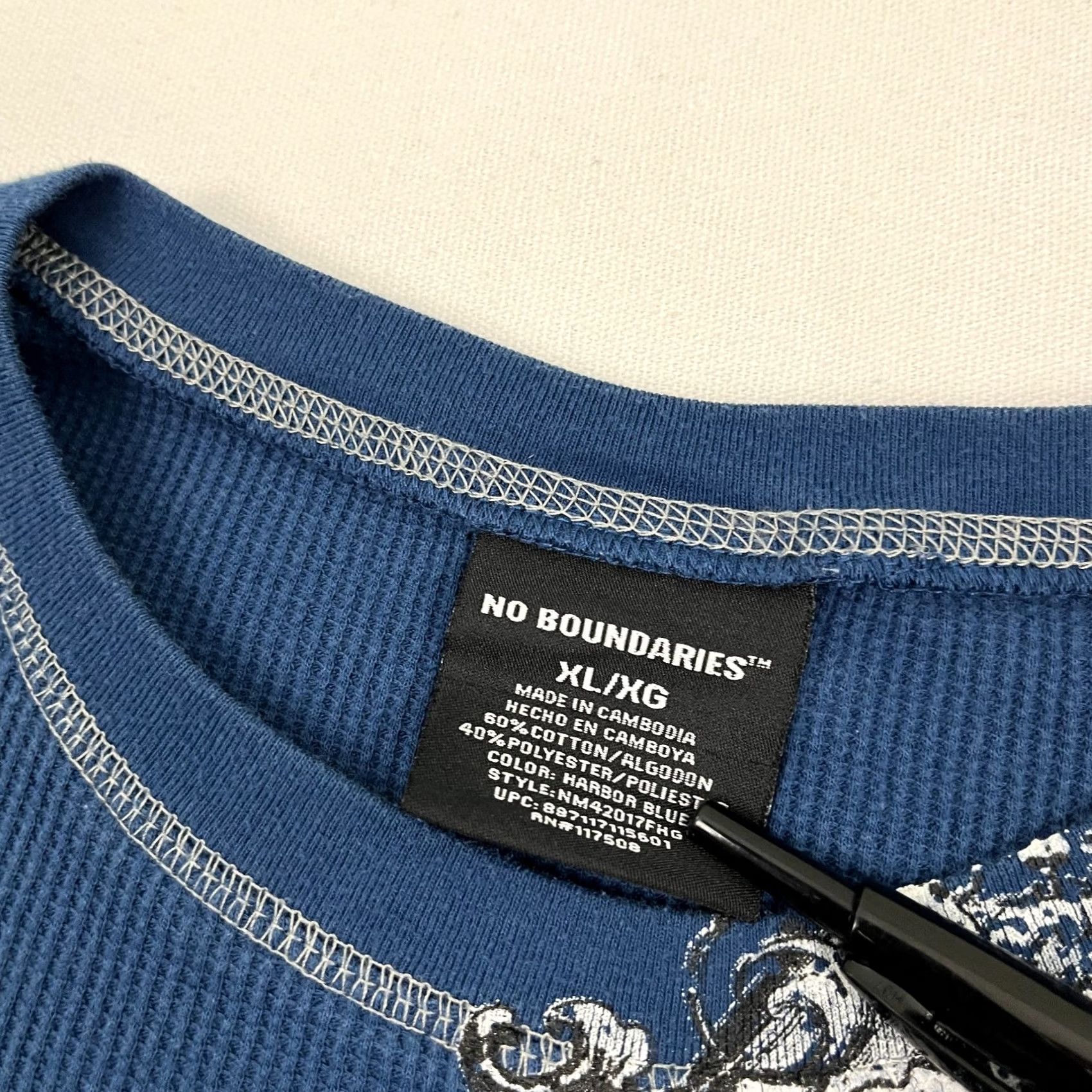 Vintage VINTAGE No Boundaries Shirt XL Blue Thermal Waffle Knit Skull Grunge VTG Men Long Sleeve Graphic Print 2000s Size US XL / EU 56 / 4 - 4 Thumbnail